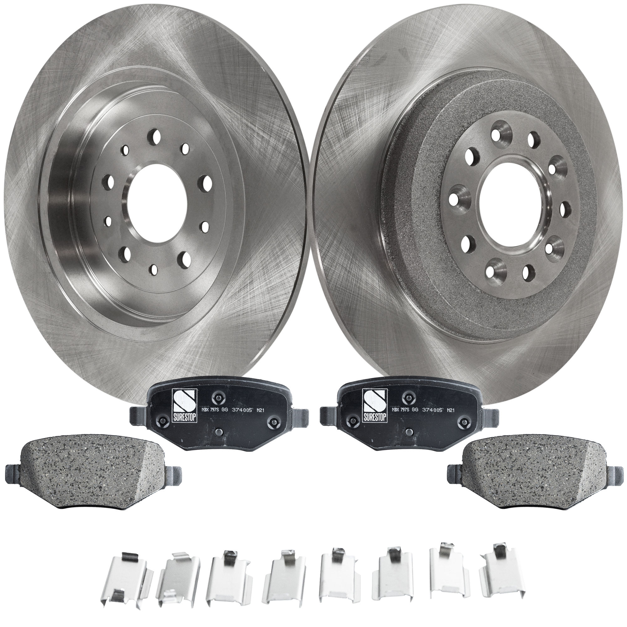AM FLEX 09-19 REAR BRAKE DISC AND PAD KIT 4 pc Kit SKU KIT 072421-254 OEM 5F9Z2C026BA 8A8Z2200A AA8Z2200