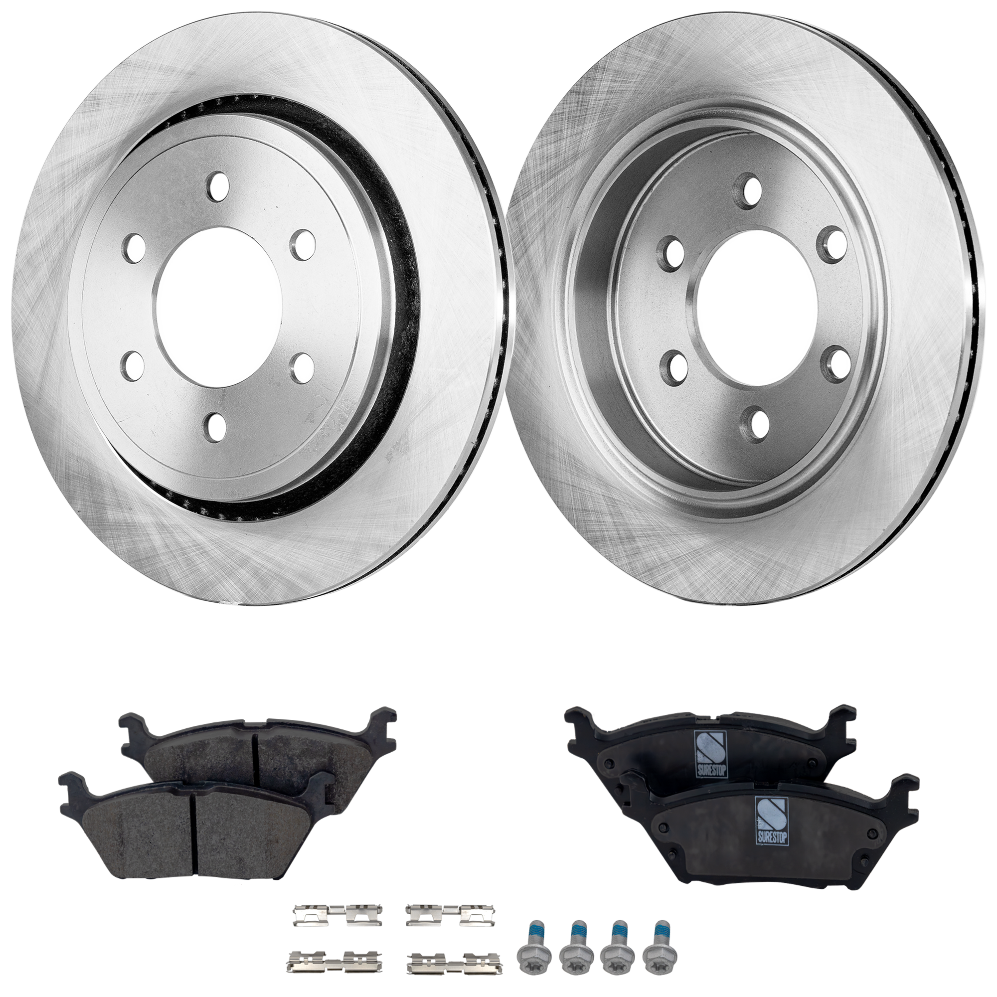 AM F 150 PICKUP 15-17 REAR BRAKE DISC AND PAD KIT 4 pc kit SKU KIT 072421-273 OEM FL3Z2C026A FL3Z2200A JL3Z2200A
