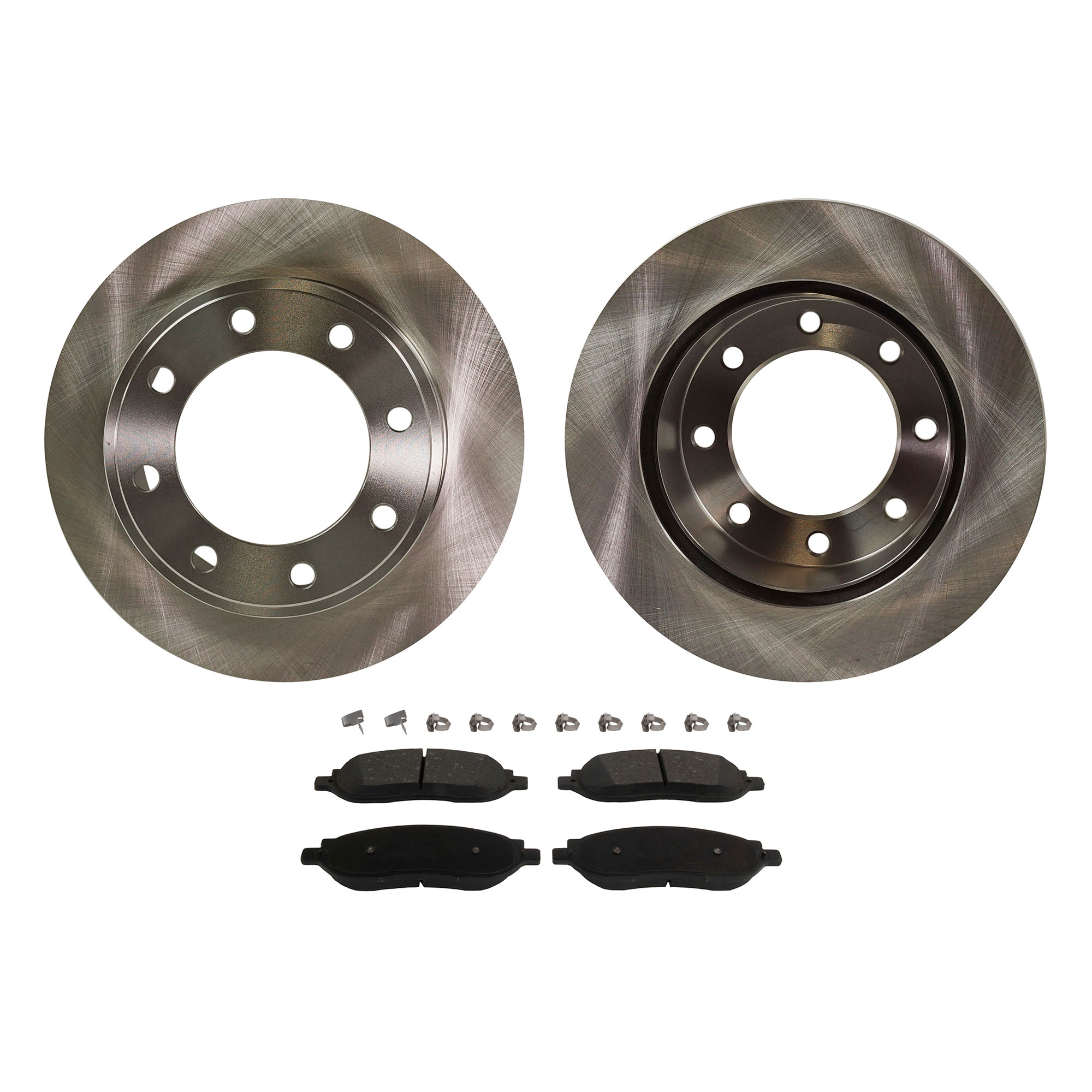 AM F 250 F 350 SUPER DUTY 05-07 REAR BRAKE DISC AND PAD KIT 2 Wheel Set SKU KIT 072421-274 OEM 6C3Z2C026AA 5C3Z2C026AB 9C3Z2C