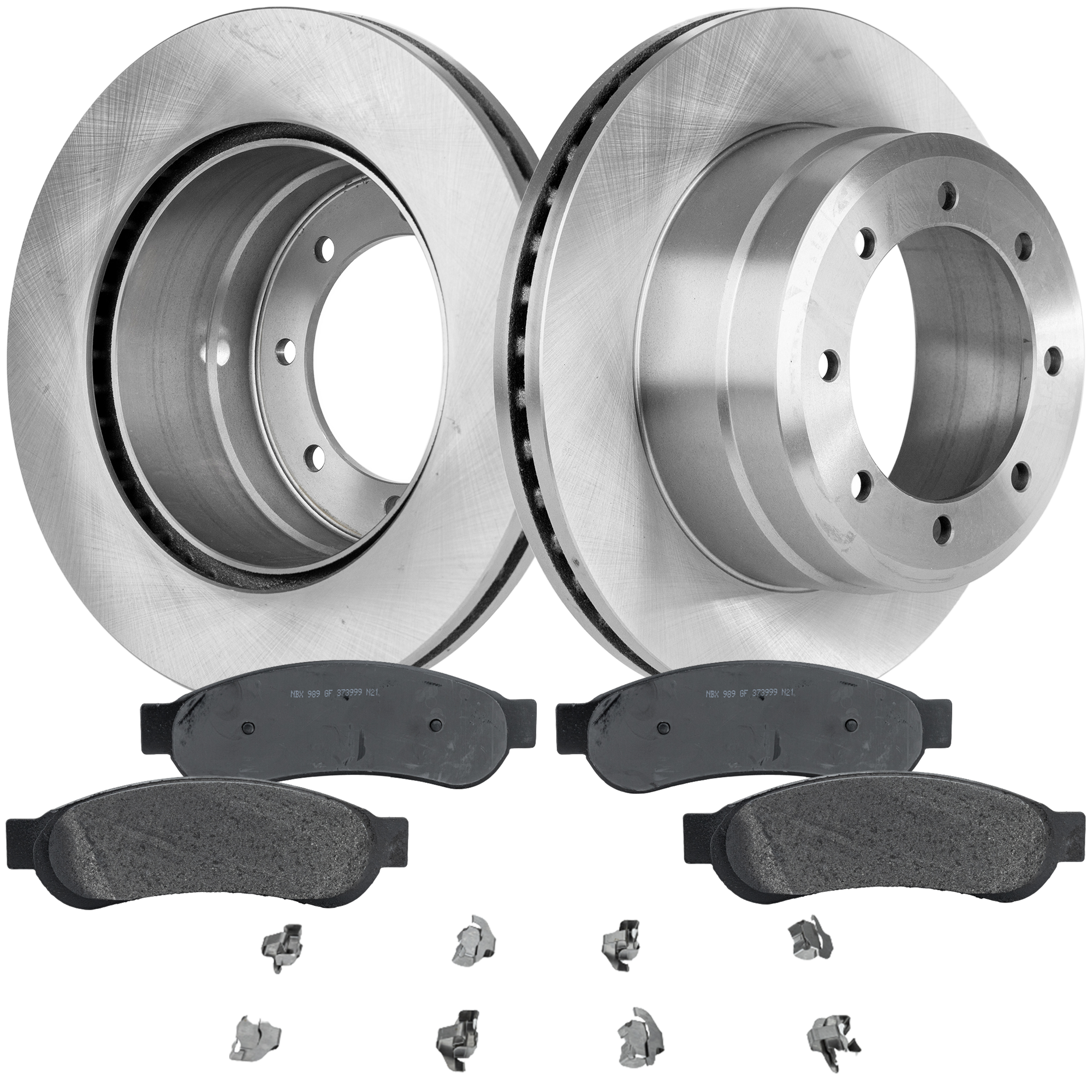 AM F 350 SUPER DUTY 05-07 REAR BRAKE DISC AND PAD KIT 2 Wheel Set SKU KIT 072421-279 OEM 6C3Z2C026BA BC3Z2C026A 5C3Z220