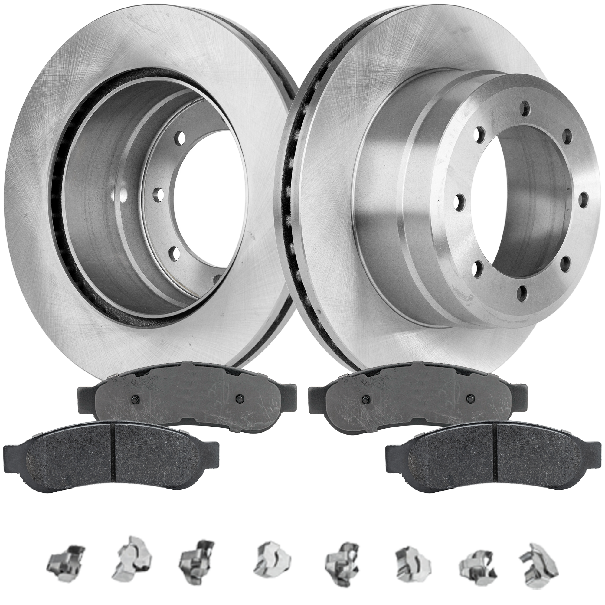 AM F 350 SUPER DUTY 05-12 REAR BRAKE DISC AND PAD KIT 4 pc kit SKU KIT 072421-280 OEM 6C3Z2C026BA BC3Z2C026A 8C3Z220