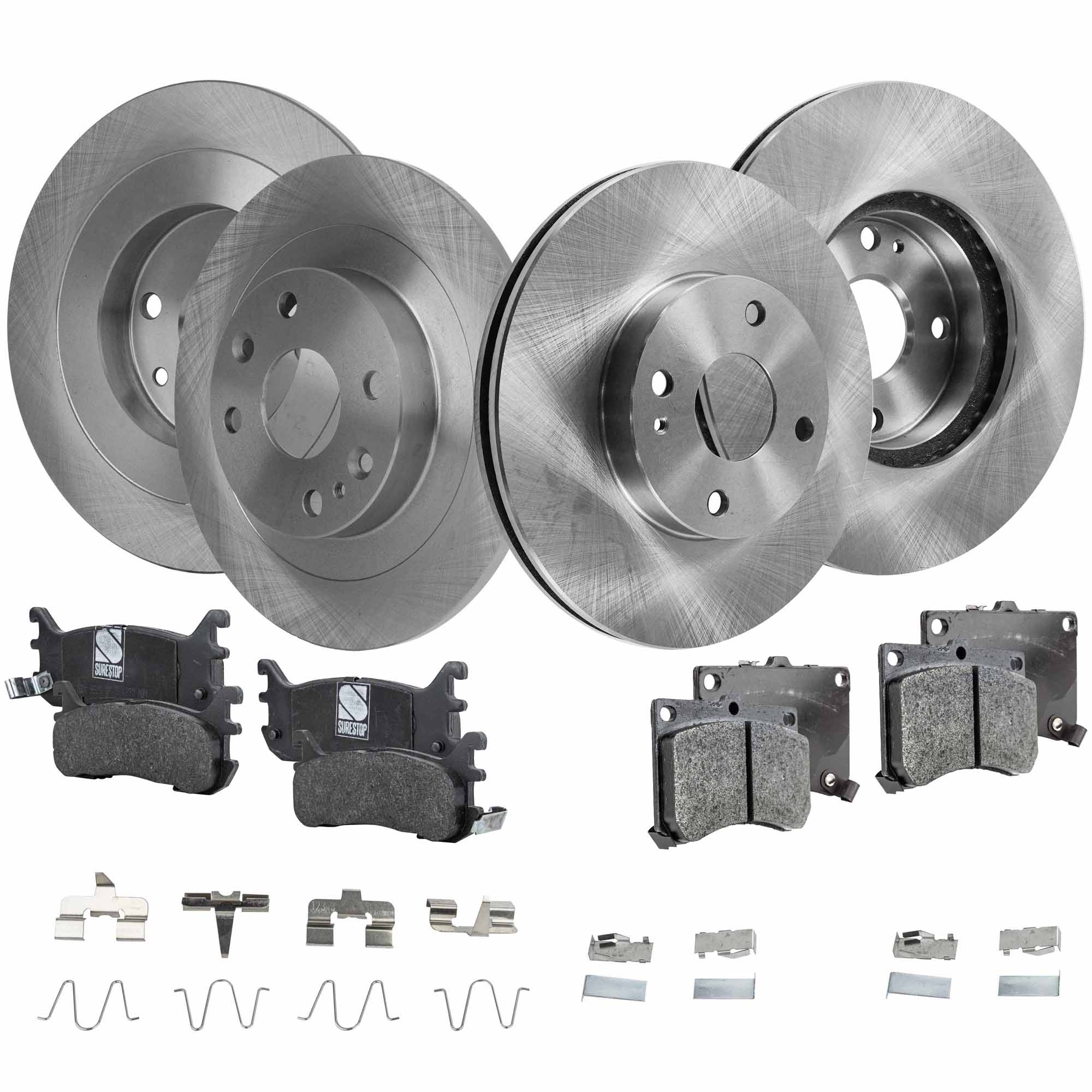 AM PROTEGE 95-98 FRONT AND REAR BRAKE DISC AND PAD KIT 8 pc kit SKU KIT 072421-295 OEM F1CZ1125B F2CZ1125A BB7E3325XA