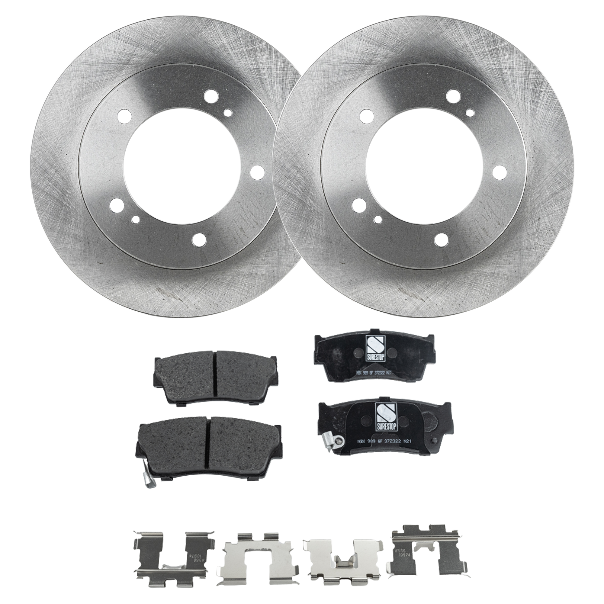 AM TRACKER 89-98 FRONT BRAKE DISC AND PAD KIT 4 pc Kit SKU KIT 072421-30 OEM 5521176J01-5521176J02-55200608