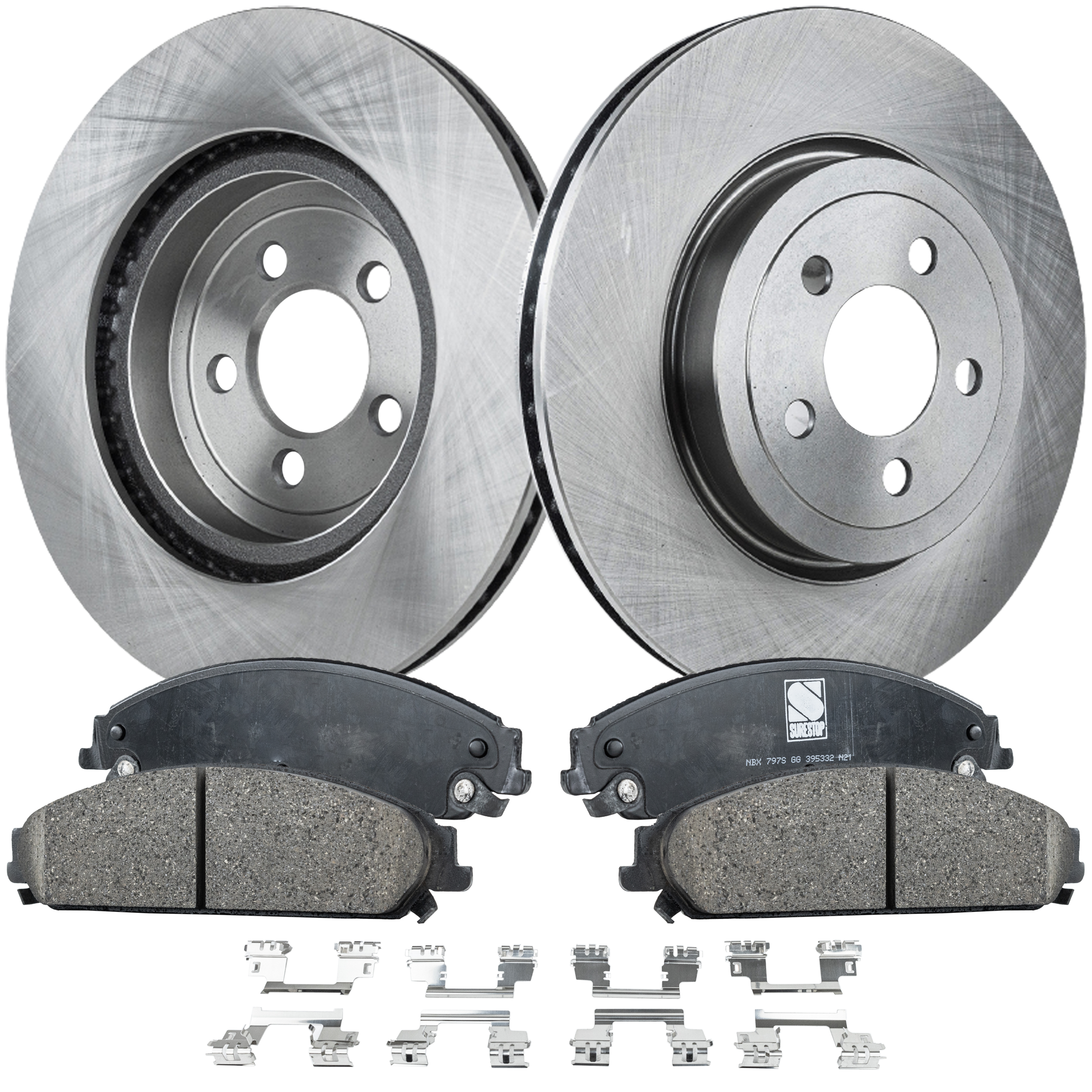 AM CHRYSLER 300-05-18 CHARGER 06-18 FRONT BRAKE DISC AND PAD KIT 2 Wheel Set Plain Surface SKU KIT 072421-43 OEM 4779197AD 5154118AB 4779197AE