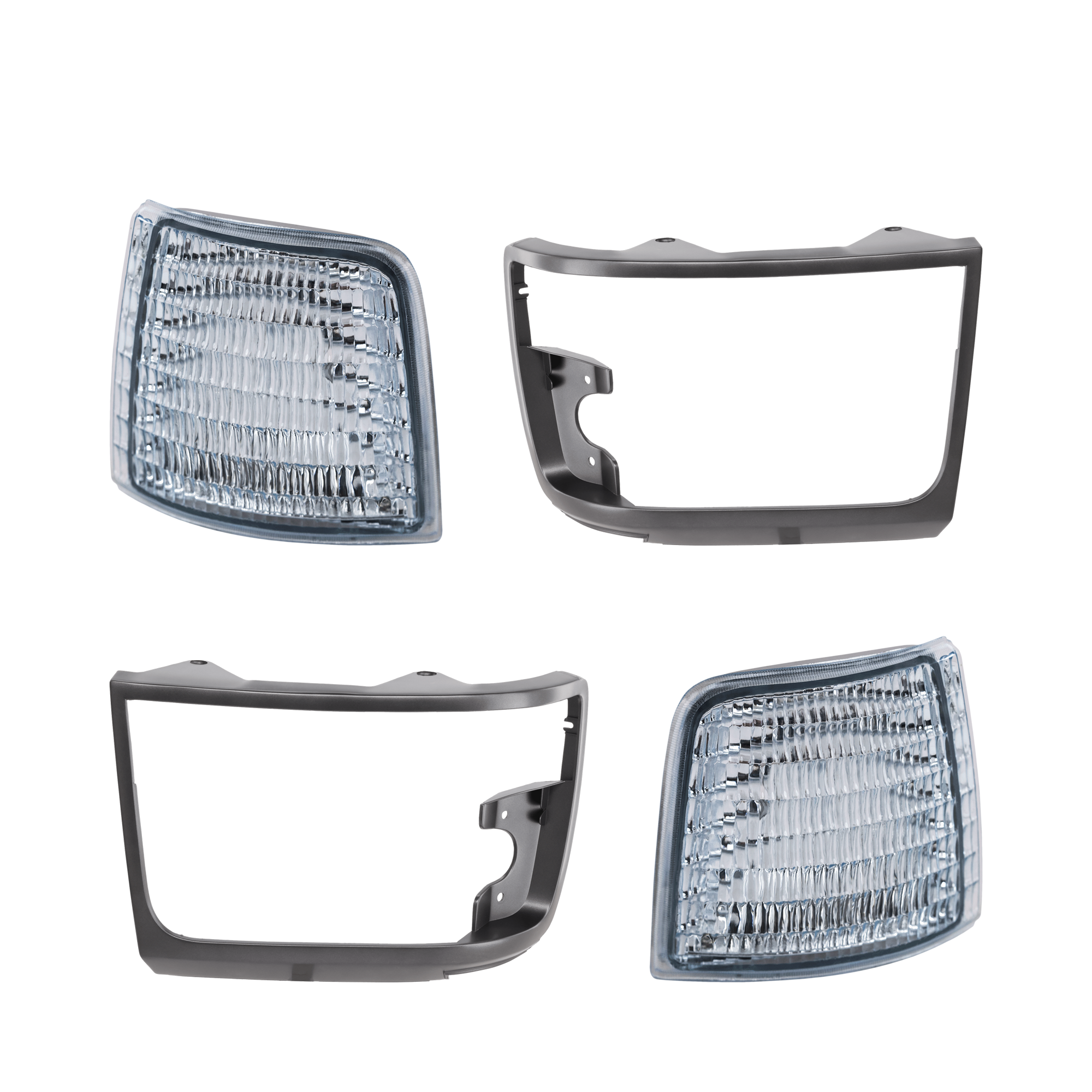 AM F SERIES 92-97 HEAD LAMP DOOR RH AND LH 4 pc kit w Corner Light Gray SKU KIT 072424-18 Partslink FO2512129 FO2513130 FO2551108 FO2550110 OEM F2TZ13064A F2TZ13064B F2TZ15A2