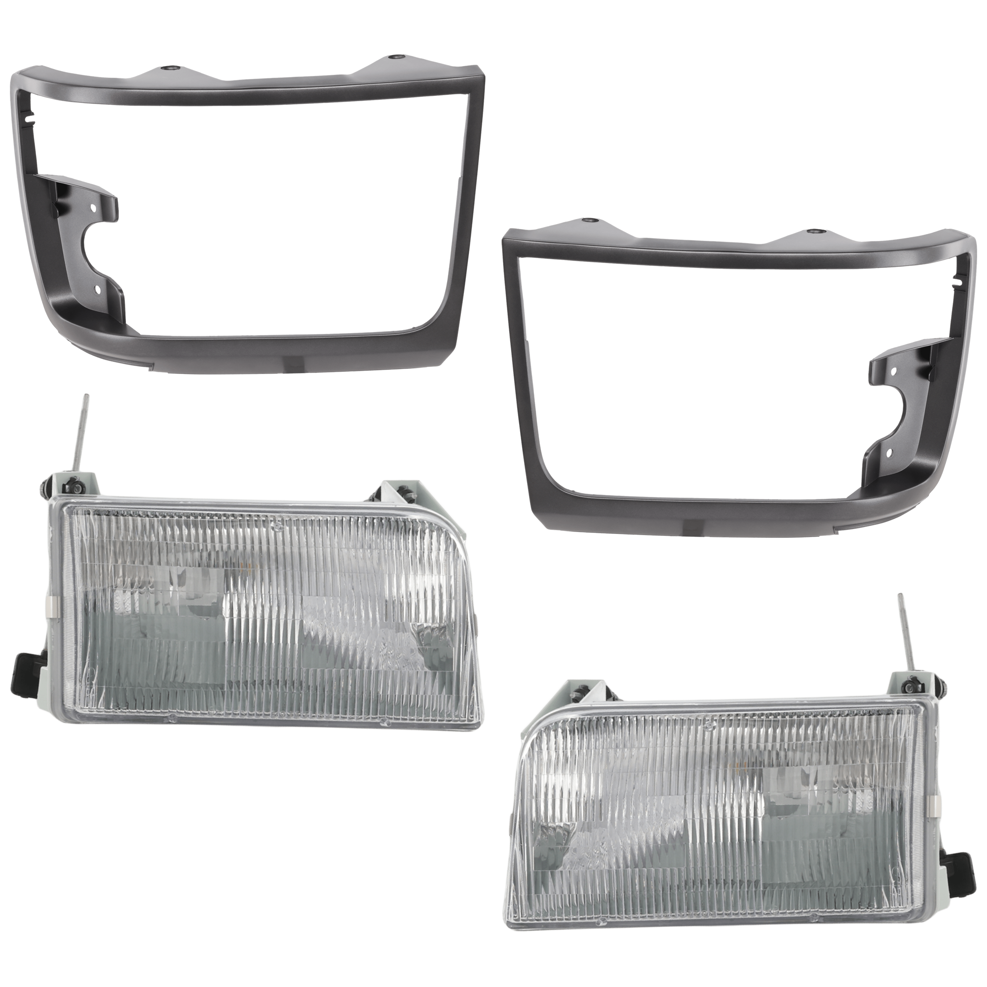 AM F SERIES 92-97 HEAD LAMP RH AND LH 4 pc kit w Headlight Door Assembly Halogen SKU KIT 072424-21 Partslink FO2502118 FO2503114 FO2513130 FO2512129 OEM F2TZ13008A F2TZ13008B F2TZ1306