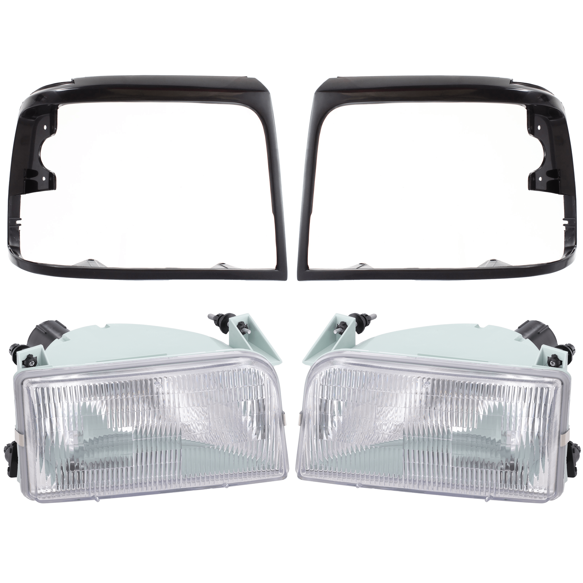 AM F SERIES 92-97 HEAD LAMP RH AND LH 4 pc kit w Headlight Door Assembly Halogen SKU KIT 072424-23 Partslink FO2502118 FO2503114 FO2513135 FO2512131 OEM F2TZ13008A F2TZ13008B F3TZ1306