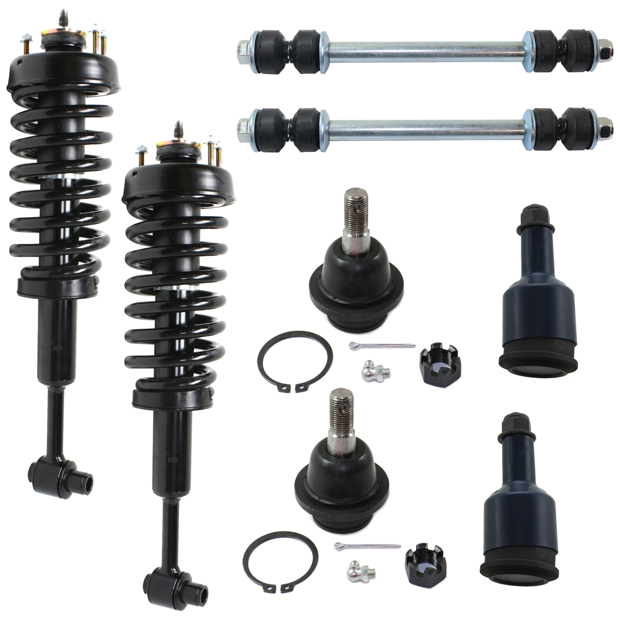 AM EXPLORER MOUNTAINEER 02-03 FRONT SUSPENSION KIT RH AND LH 8 pc Kit with Ball Joint Sway Bar Link and Shock Absorber and Strut Assembly SKU KIT 072424-55 OEM 104222-285019-1016769-2601460
