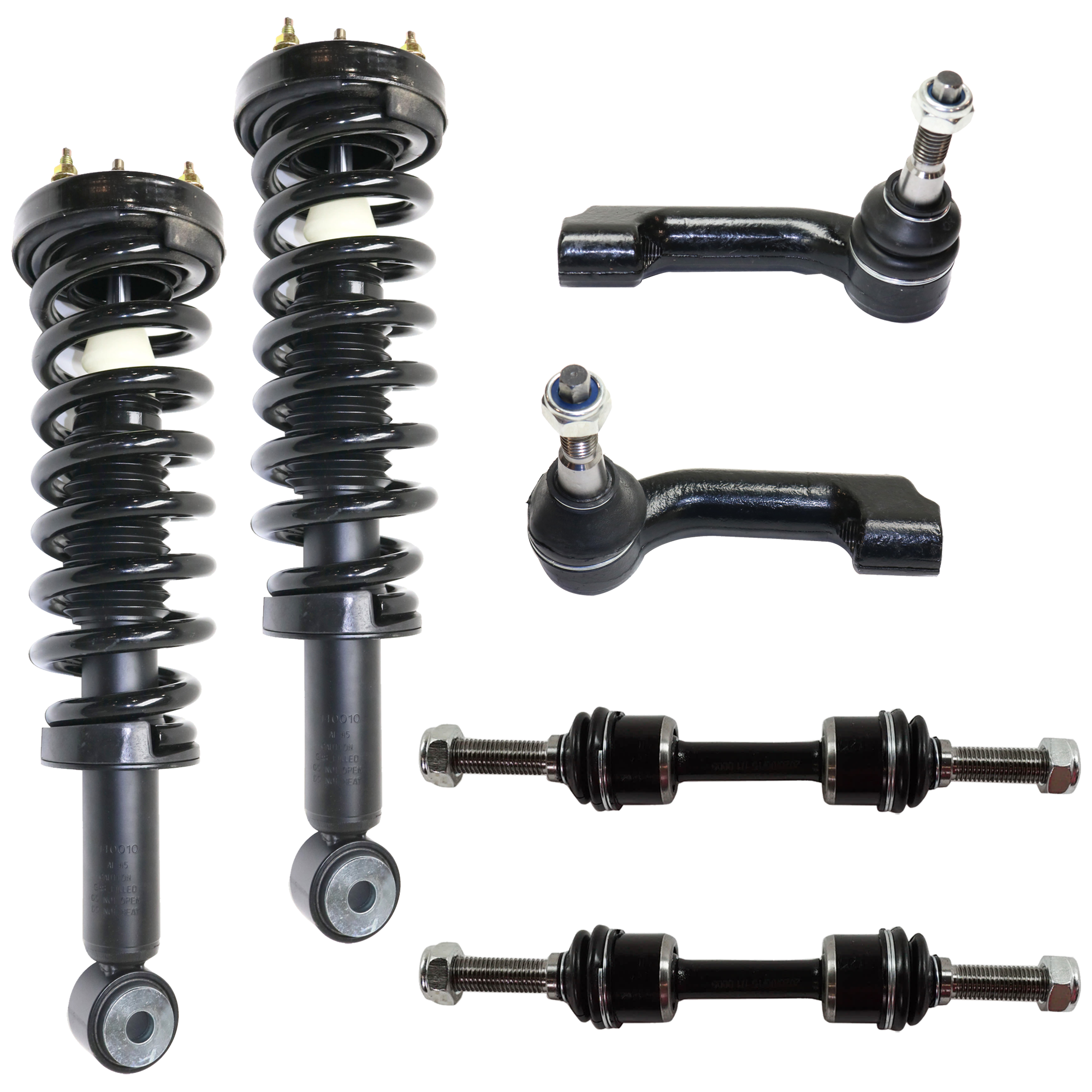 AM EXPEDITION NAVIGATOR 07-13 FRONT SUSPENSION KIT 6 pc Kit with Shock Absorber and Strut Assembly Tie Rod End and Sway Bar Link SKU KIT 072424-59 OEM AL1Z18125G AL1Z18125F 2651874