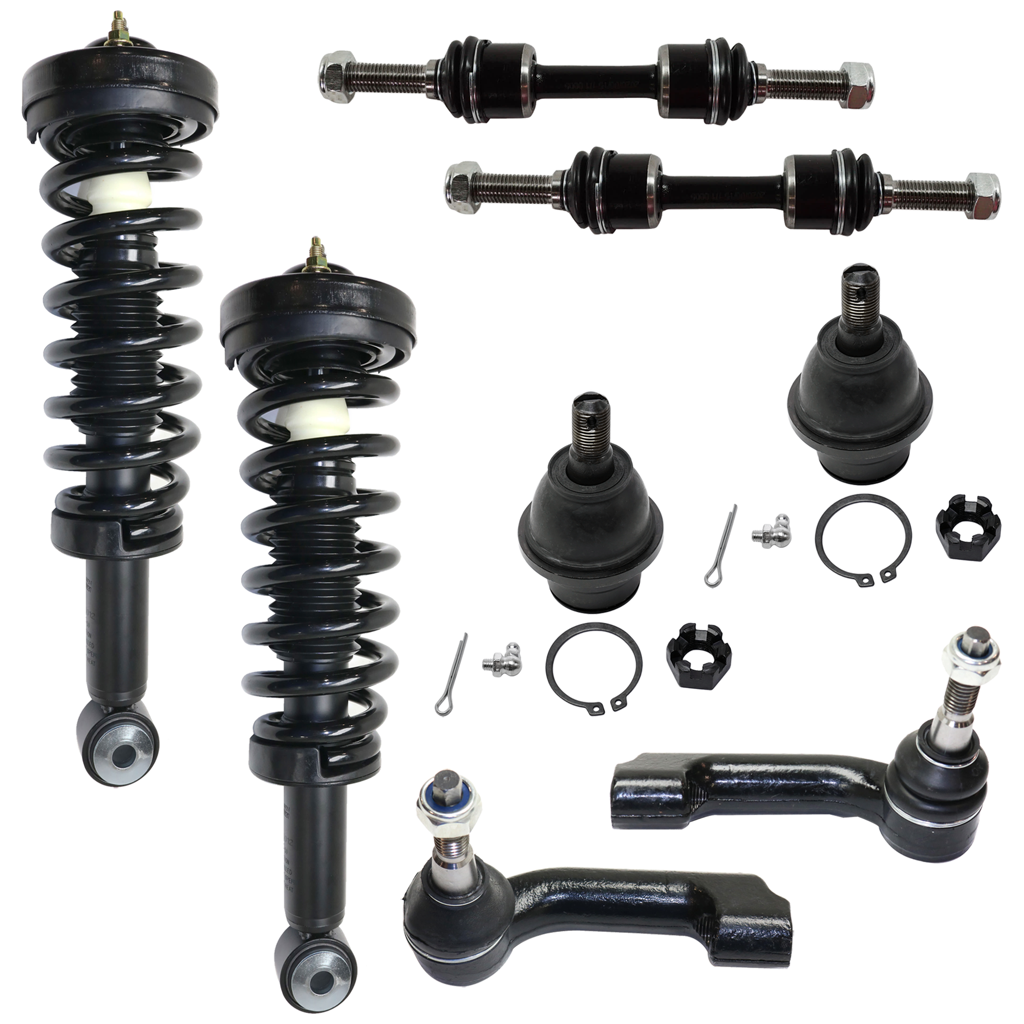 AM EXPEDITION NAVIGATOR 07-13 FRONT SUSPENSION KIT 8 pc Kit with Shock Absorber and Strut Assembly Tie Rod End Ball Joint and Sway Bar Link SKU KIT 072424-65 OEM 2601745-5051434-104500008-45D2