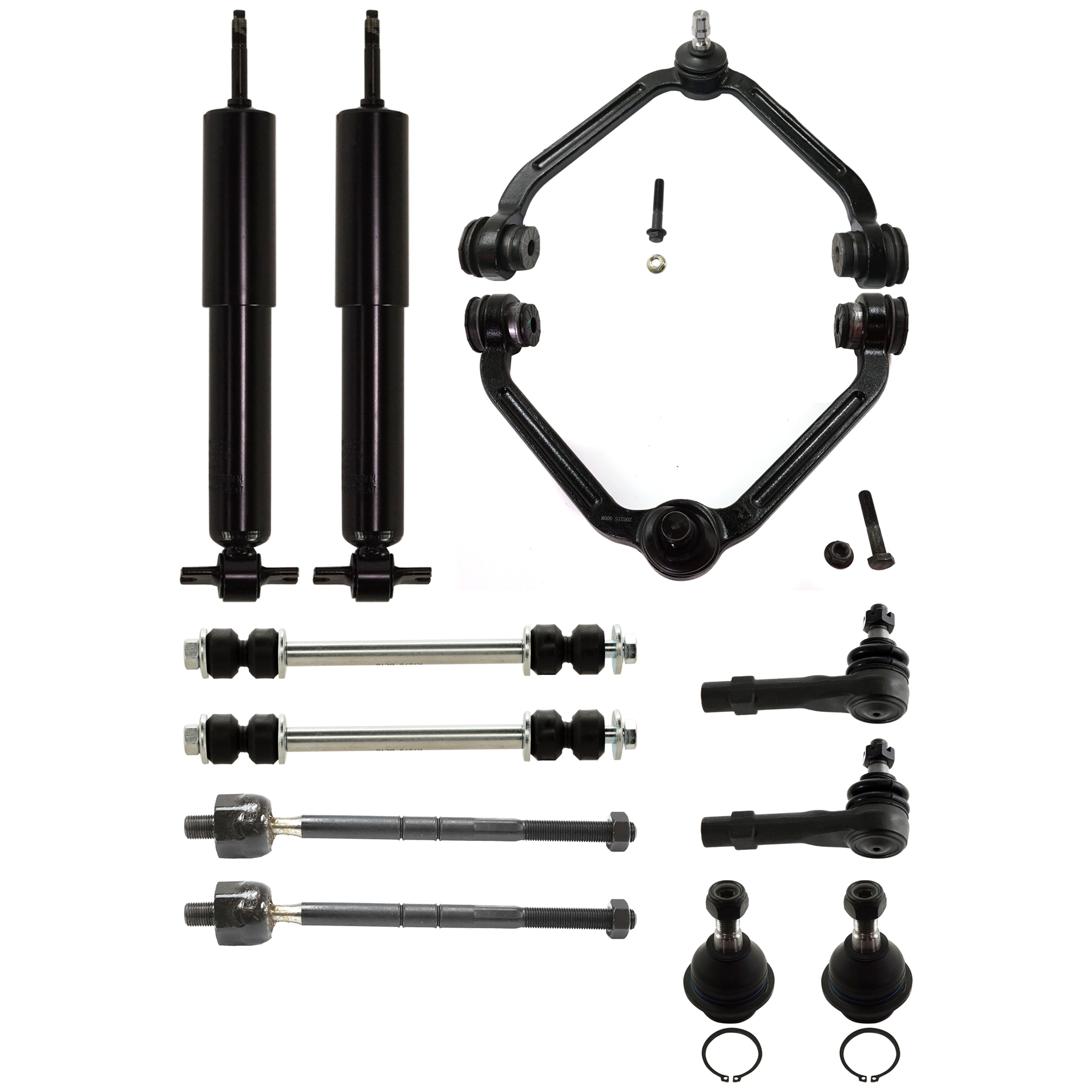 AM RANGER B3000-02-04 FRONT SUSPENSION KIT 12 pc kit with Ball Joint Control Arm Shock Absorber and Strut Assembly Sway Bar Link and Tie Rod End SKU KIT 072424-78 OEM F87Z3050BA 7L2Z3050A 2L5Z3083A