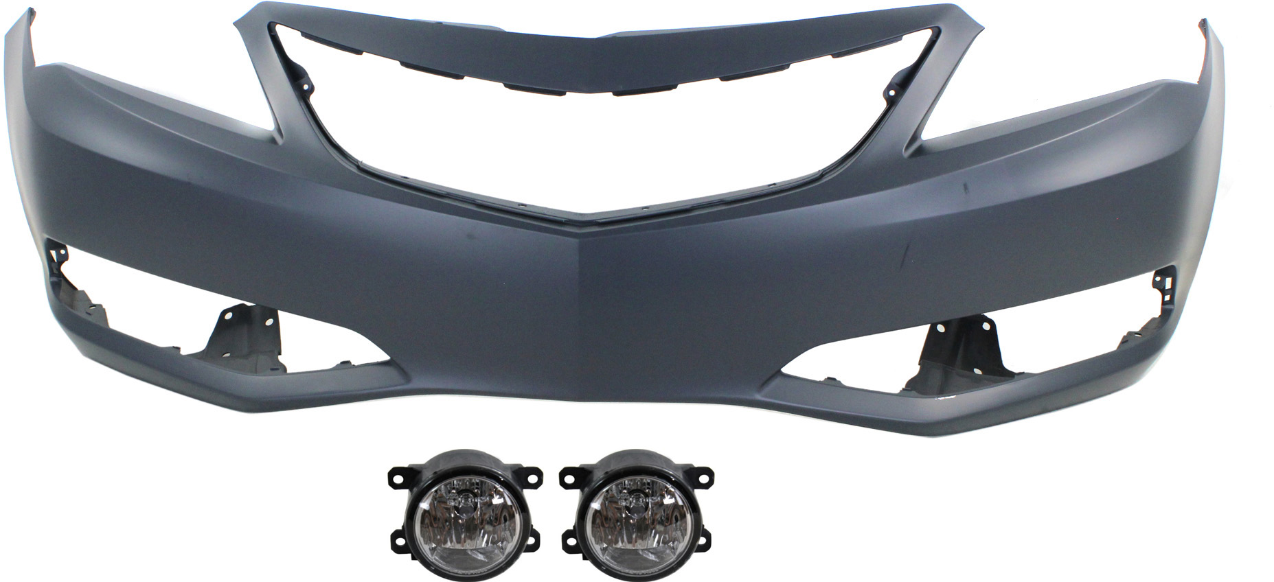 AM ILX 13-15 FRONT BUMPER COVER 2 pc Kit with Fog Lights SKU KIT 072517-09 Partslink AC1000180 AC2592111 OEM 04711TX6A90ZZ 33900T0AA01