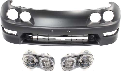 AM INTEGRA 98-01 FRONT BUMPER COVER 3 pc Kit Primed GS GS R LS Models USA Built Vehicle with Headlights SKU KIT 072517-12 Partslink AC1000130 AC2502104 AC2503104 OEM 04711ST7A91ZZ 33151ST7A03-3310