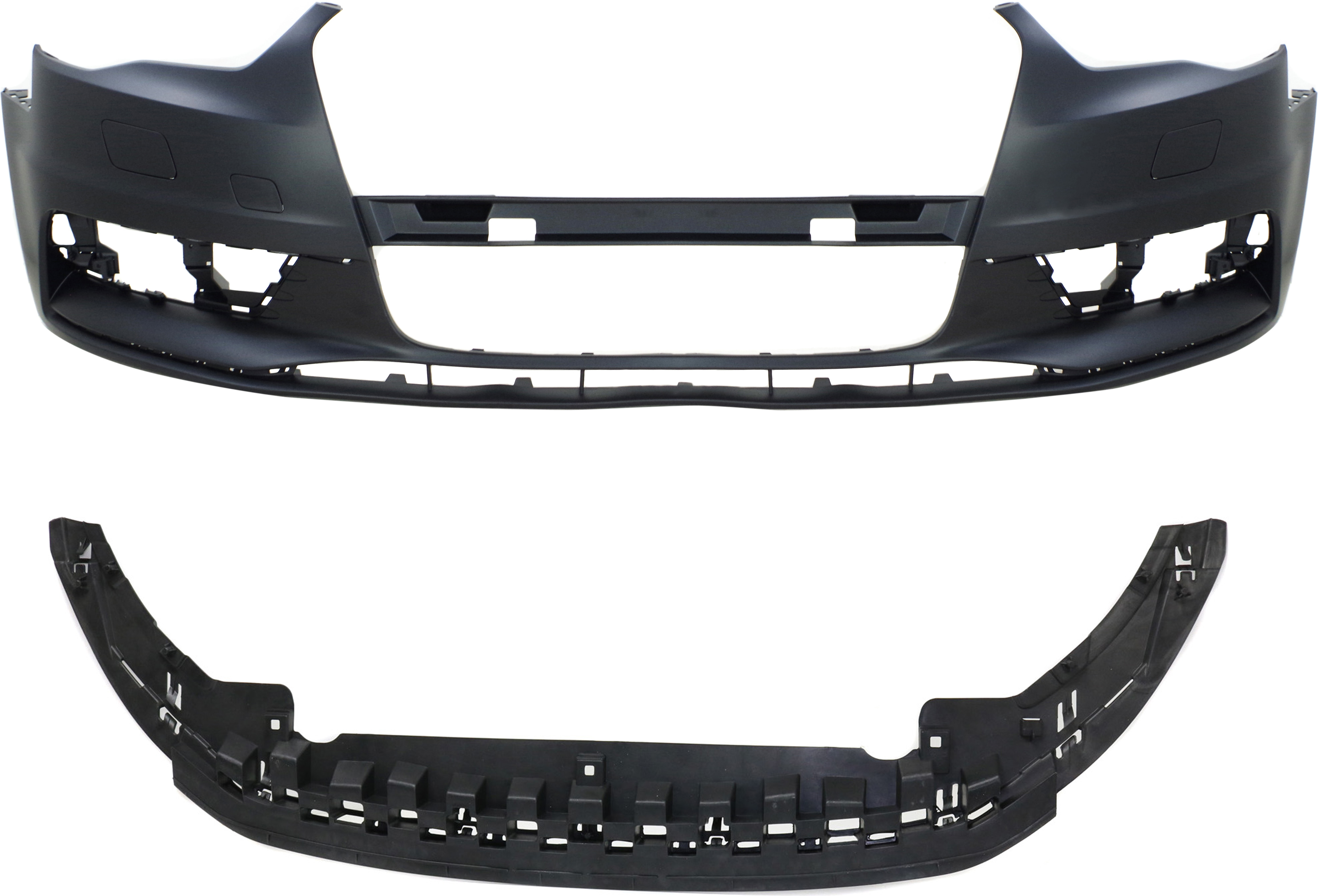 AM A3-15-16 FRONT BUMPER COVER 2 pc Kit with Lower Bumper Cover SKU KIT 072517-24 Partslink AU1000218 AU1091102 OEM 8V5807065GRU 8V5807233