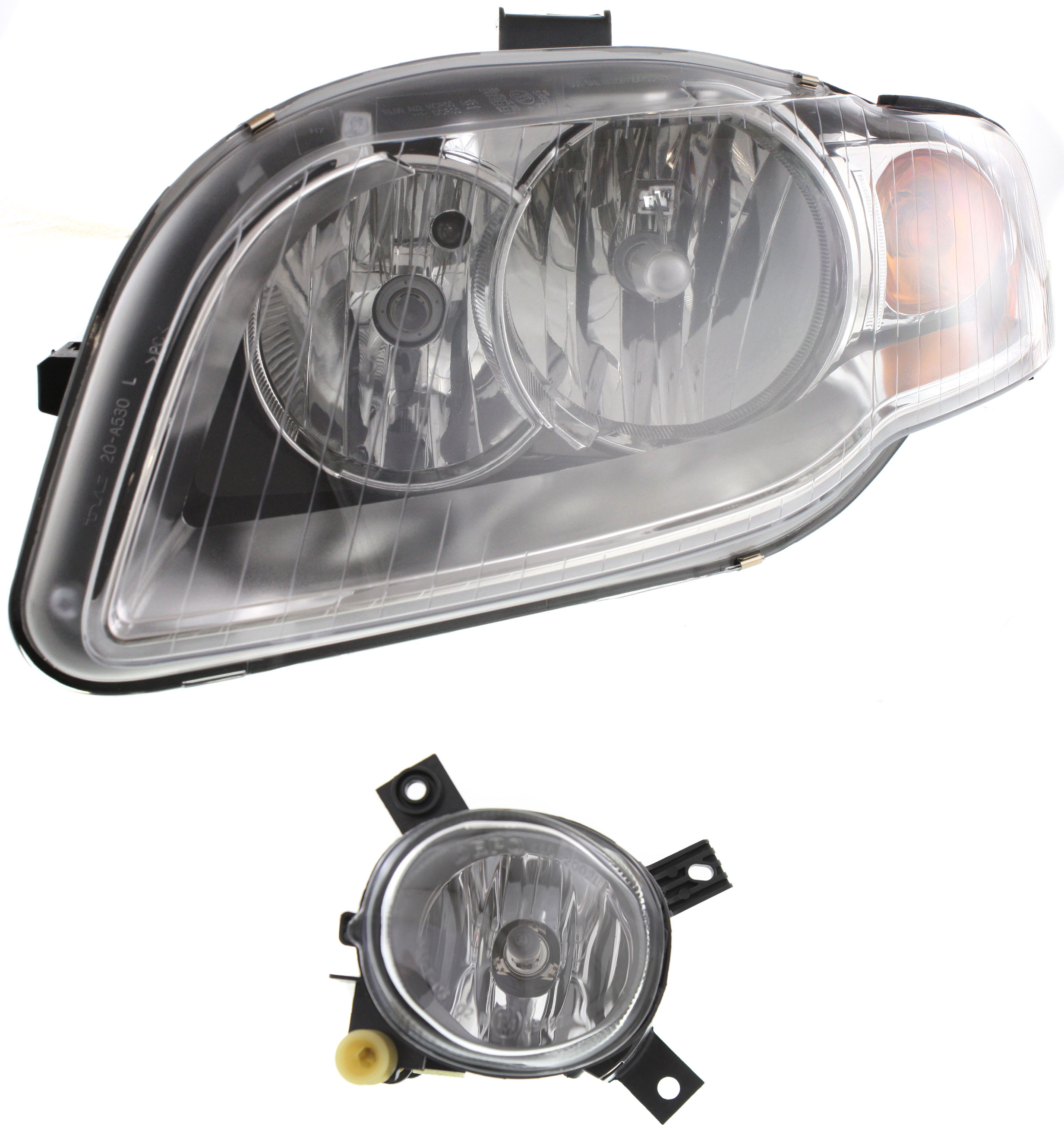 AM A4 A4 QUATTRO S4-05-09 HEAD LAMP LH Assembly Halogen 2 pc Kit with Fog Light SKU KIT 072517-60 Partslink AU2502128 AU2592112 OEM 8E0941003AL 8E0941699E