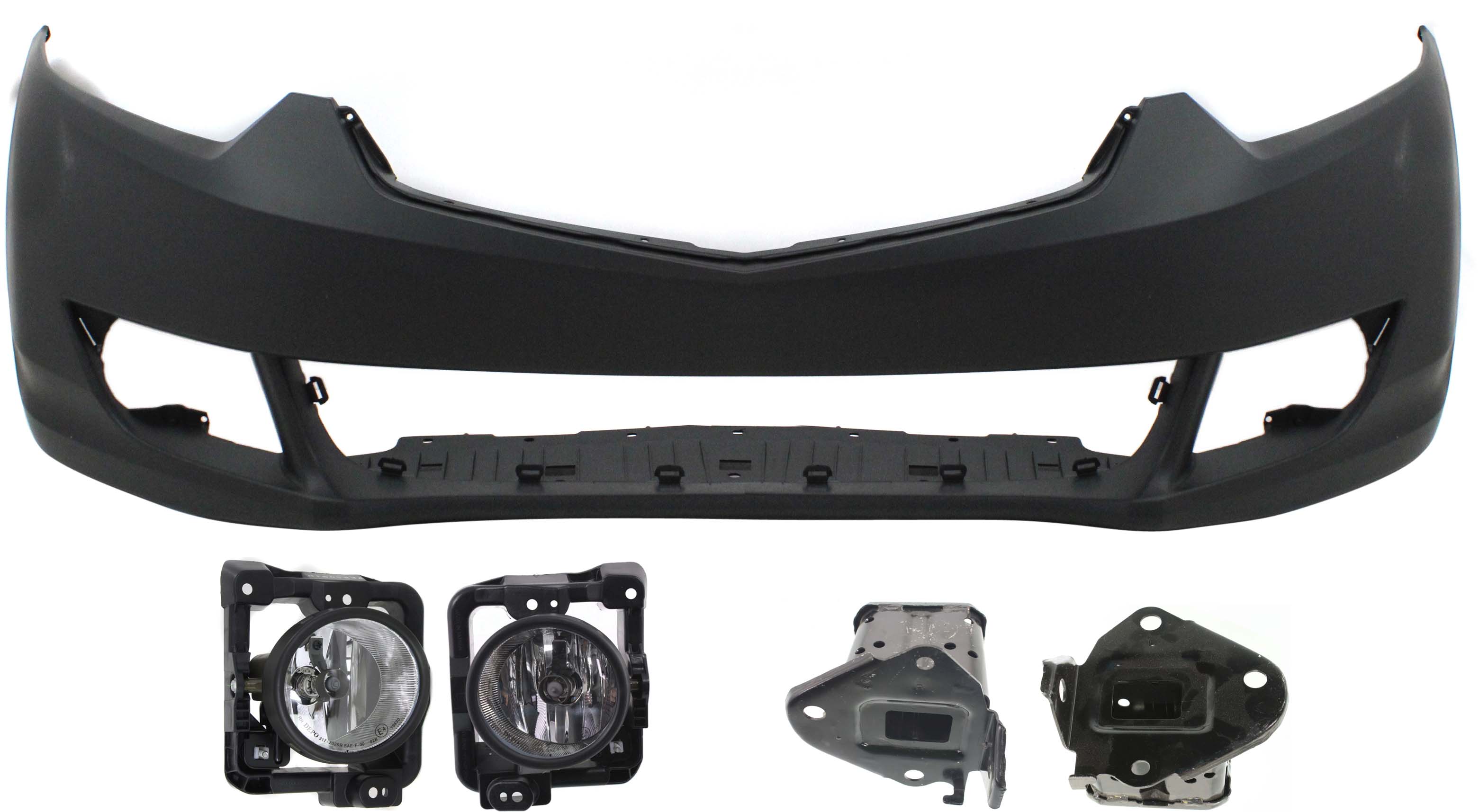 AM TSX 09-10 FRONT BUMPER COVER 5 pc Kit Primed with Bumper Brackets and Fog Lights SKU KIT 072517-91 Partslink AC1000162 AC1006146 AC1006145 AC2592109 AC2593109 OEM 04711TL2A90ZZ 71160TL2A00ZZ 71