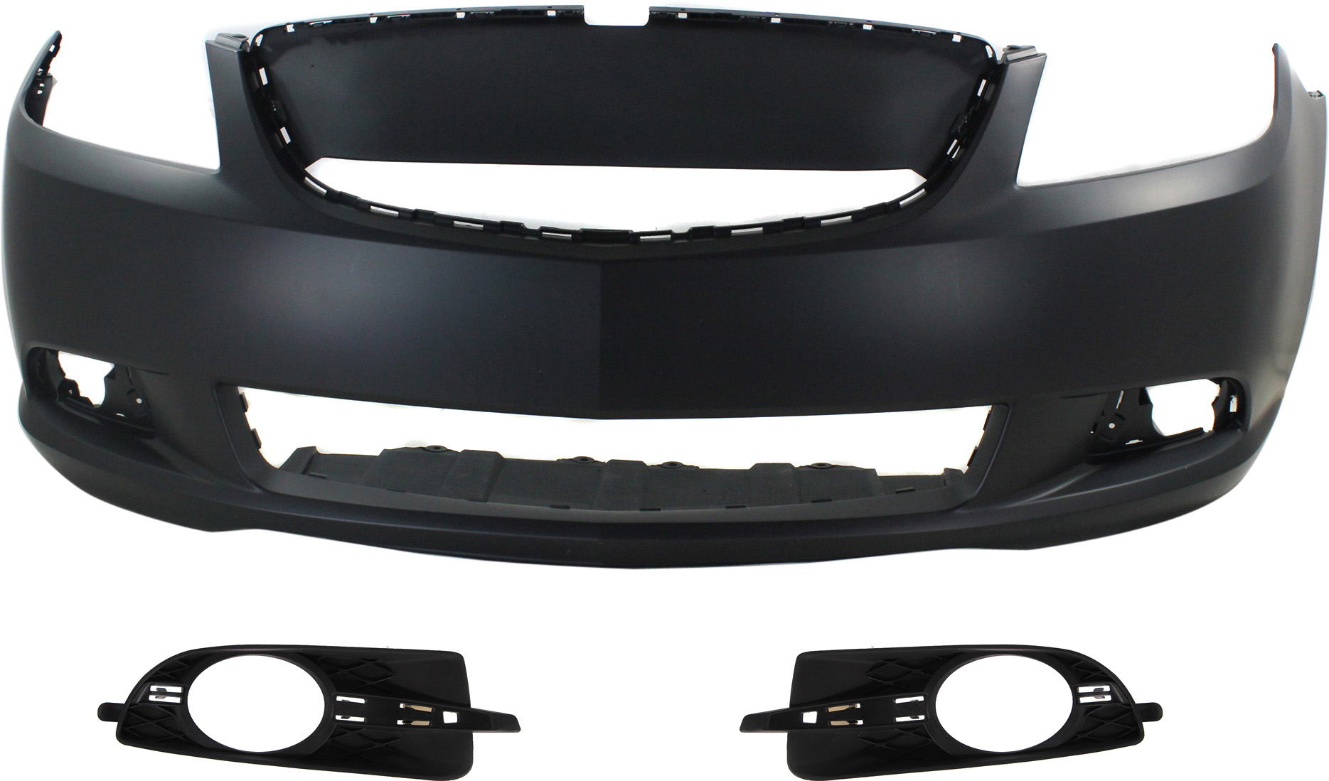 AM LACROSSE 10-13 FRONT BUMPER COVER 3 pc Kit with Fog Light Trims SKU KIT 072517-97 Partslink GM1000911 GM1038120 GM1039120 OEM 20979560-20859107-20859108