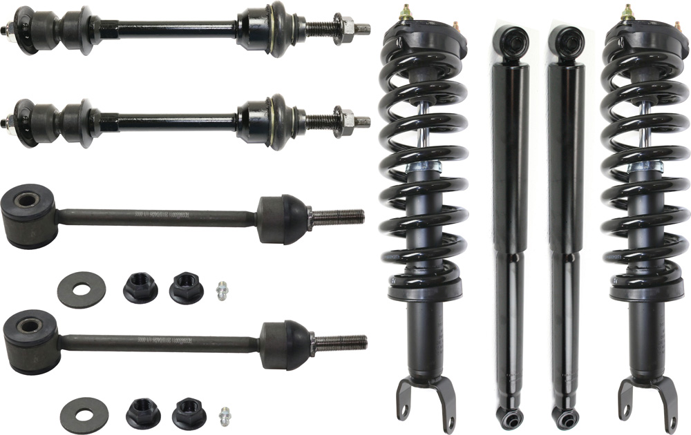 AM RAM 1500-06-07 FRONT AND REAR SUSPENSION KIT RH AND LH 8 pc Kit with Loaded Struts Shock Absorbers and Sway Bar Links SKU KIT 072518-11 OEM 52122225AA 52122229AA 52855791