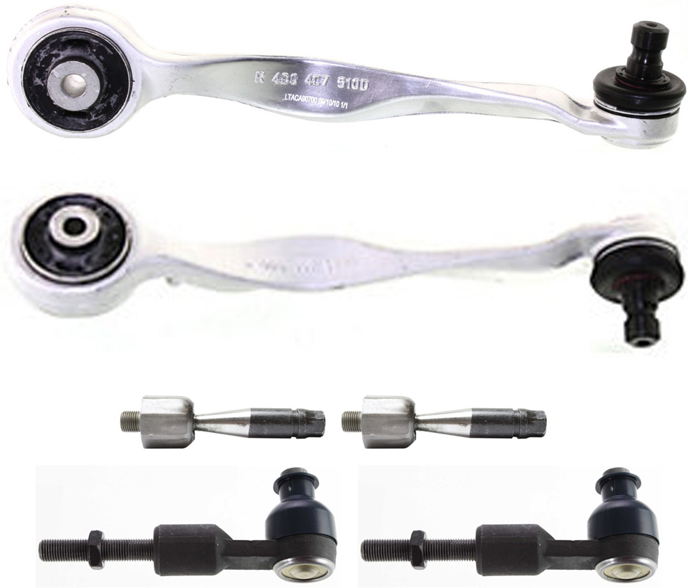 AM A4-96-04 A8 QUATTRO 97-03 FRONT CONTROL ARM KIT RH AND LH Upper Rearward 6 pc kit with Tie Rod Ends SKU KIT 072518-12 OEM 8E0407509A 8E0407510A 8E040751