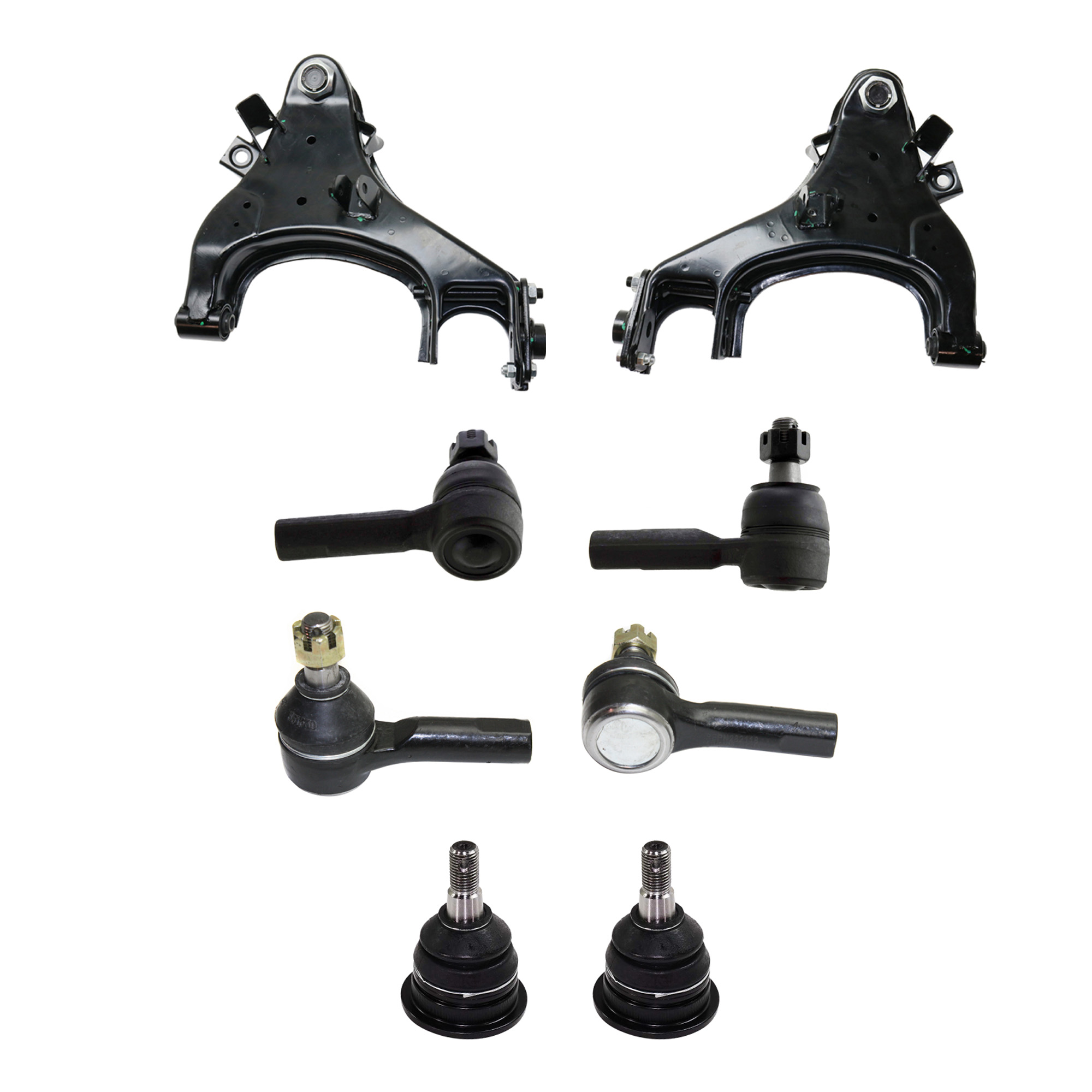AM FRONTIER 98-04 XTERRA 00-04 FRONT CONTROL ARM KIT RH AND LH Lower 8 pc Kit with Ball Joint and Tie Rod End SKU KIT 072518-19 Partslink NI4510103 NI4511103 OEM 104364-2601595-5001120-45D0