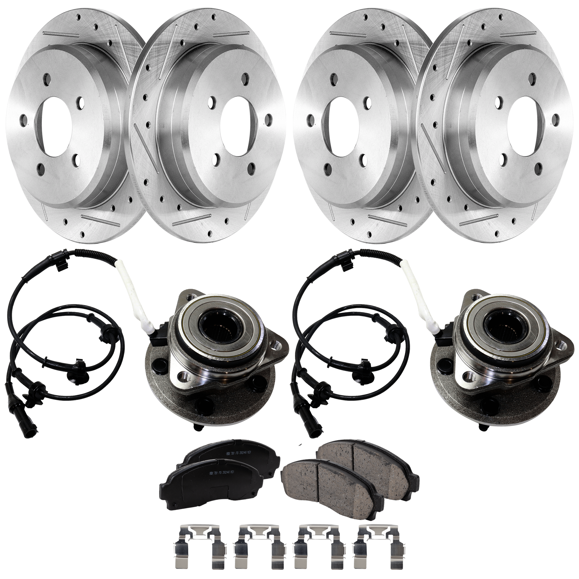 AM EXPLORER SPORT 01-02 FRONT HUB ASSEMBLY RH AND LH 5 pc kit 5 Studs 5 x 4.5 in. Bolt Pattern with Brake Disc and Brake Pad Set SKU KIT 072524-257 OEM F87Z1104CA 19767-27045-54032-6