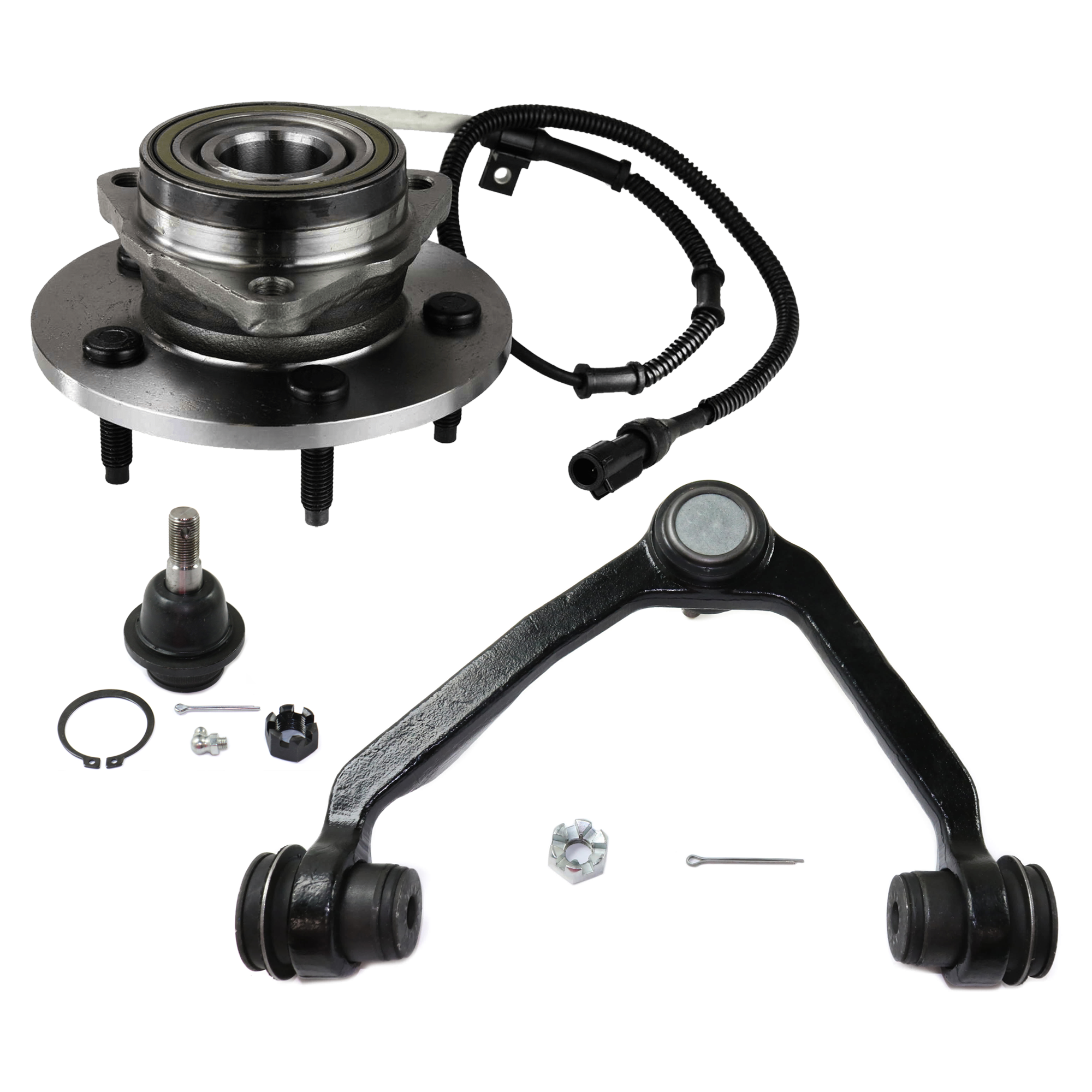 AM EXPEDITION 97-00 NAVIGATOR 98-00 FRONT SUSPENSION KIT LH 3 pc Kit with Wheel Hub Control Arm and Ball Joint SKU KIT 072524-260 OEM 104222-285019-1016769-2601460