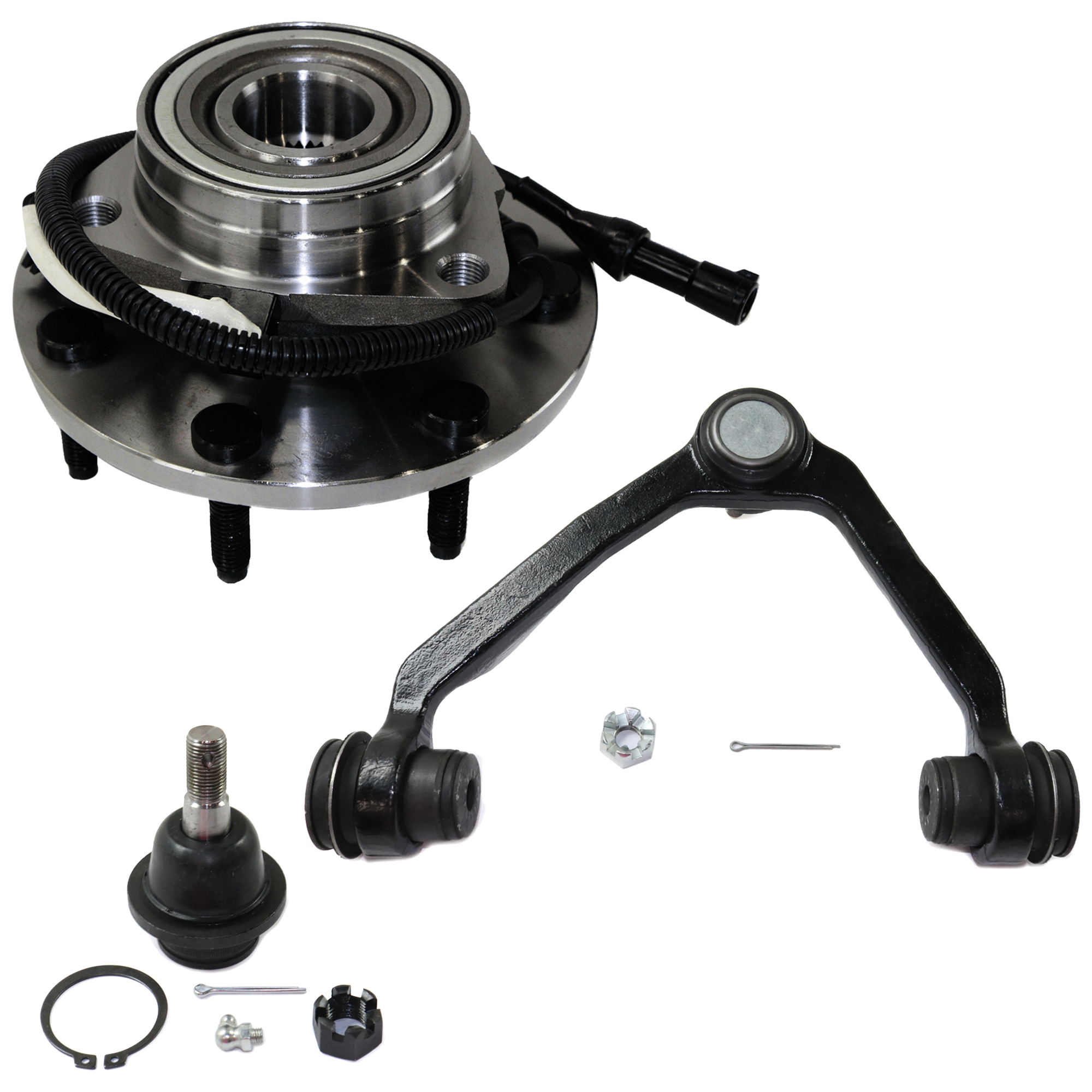 AM F 150-00-03 F 250-97-99 FRONT SUSPENSION KIT LH 3 pc kit with Ball Joint Control Arm and Wheel Hub SKU KIT 072524-261 OEM 9444822-104222-285019-1016769