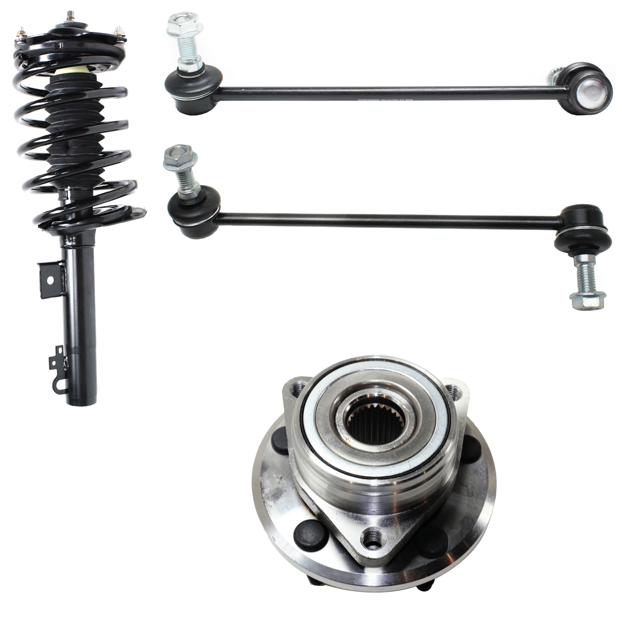 AM TAURUS 96-07 SABLE 96-05 FRONT SUSPENSION KIT RH AND LH 6 pc Kit with Shock Absorber and Strut Assembly Wheel Hub and Sway Bar Link SKU KIT 072524-265 OEM 3F1Z18125DA 3F1Z18124CB 6810