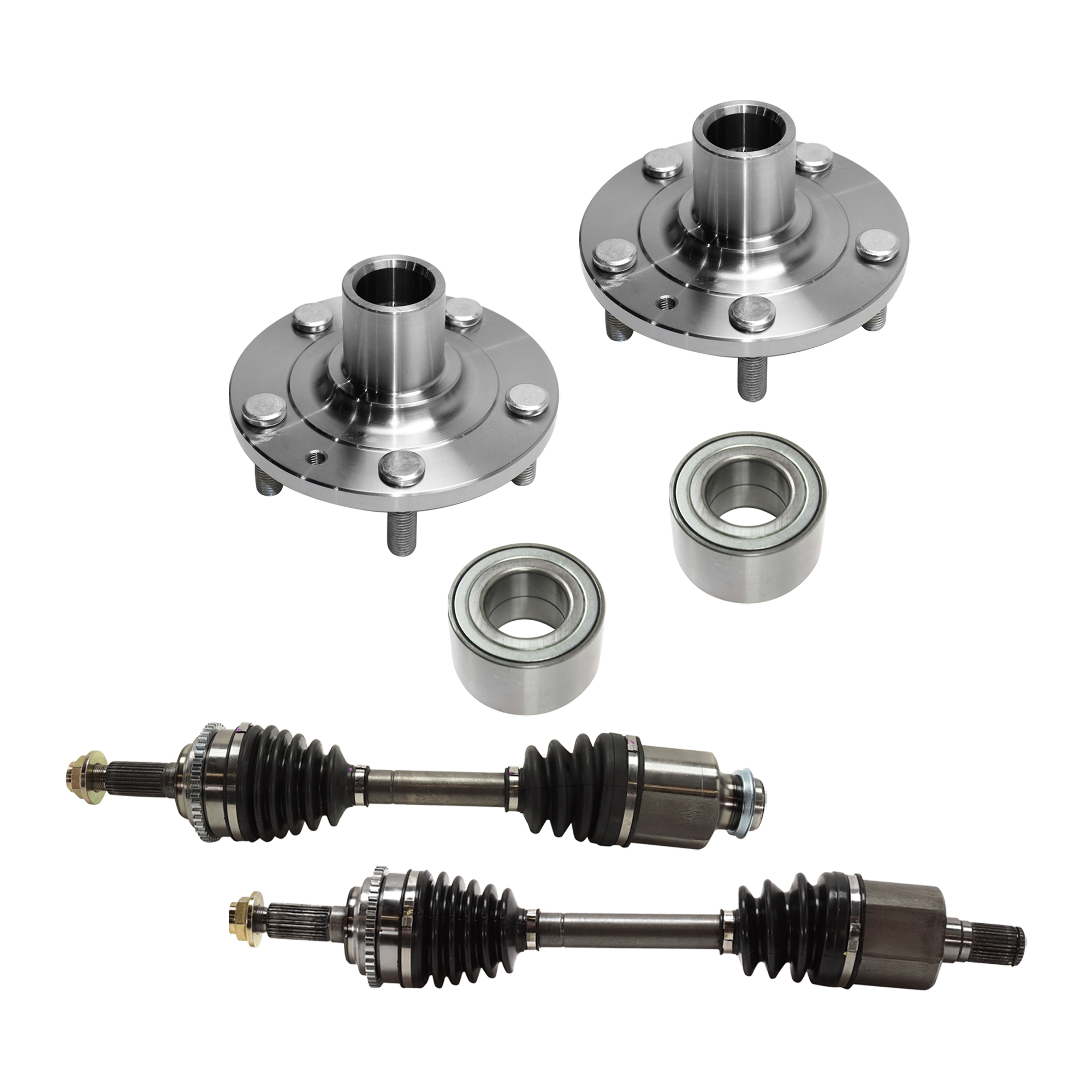 AM MILAN 06-09 FUSION 07-09 FRONT SUSPENSION KIT 6 pc kit with Axle Assembly Wheel Bearing and Wheel Hub SKU KIT 072524-270 OEM 6E5Z1104AB