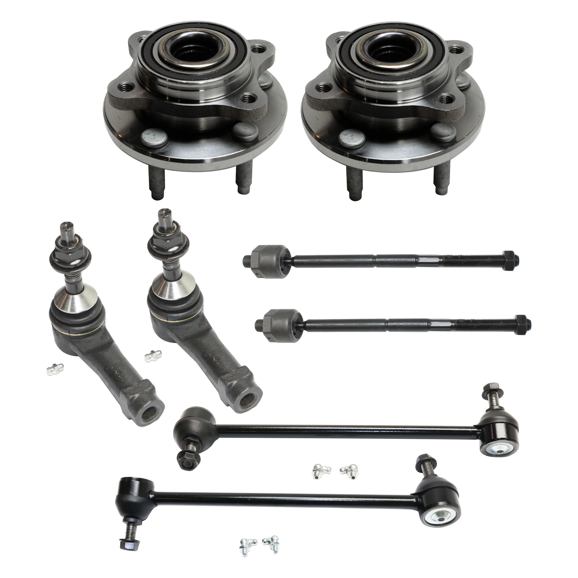 AM FIVE HUNDRED FREESTYLE 05-07 FRONT SUSPENSION KIT RH AND LH 8 pc Kit with Wheel Hub Tie Rod End and Sway Bar Link SKU KIT 072524-278 OEM 2651796-5451588-18750048-45G20