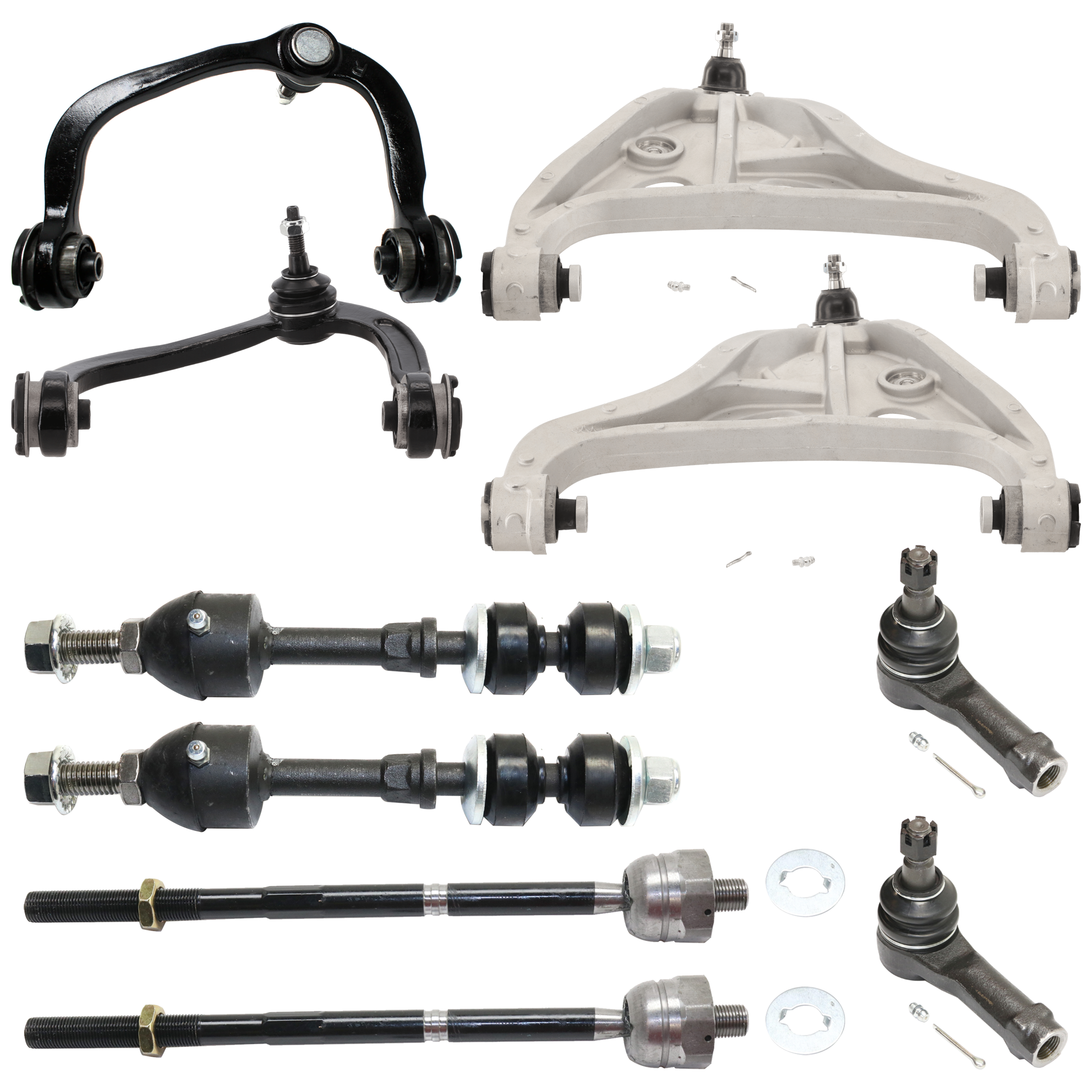 AM F 150 PICKUP 04-08 MARK LT 06-08 FRONT SUSPENSION KIT 10 pc kit w Control Arm Sway Bar Link and Tie Rod End SKU KIT 072524-294 OEM 7L3Z3079C 7L3Z3079D 7L3Z3078C