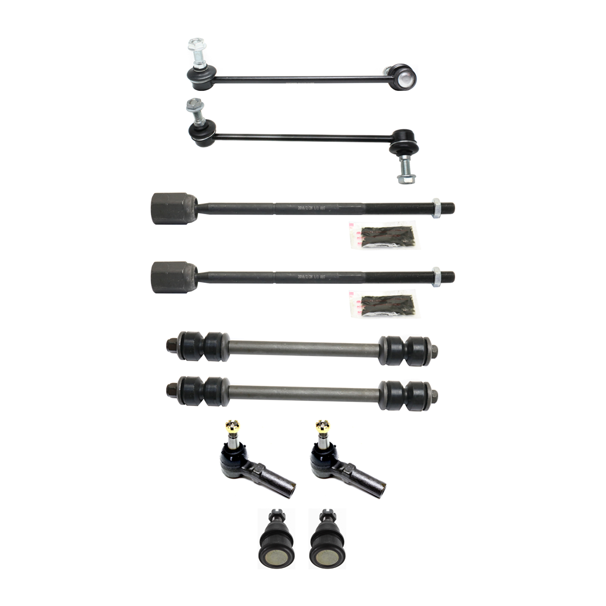 AM CONTINENTAL 95-02 TAURUS 96-07 FRONT SUSPENSION KIT 10 pc kit w Ball Joint Sway Bar Link and Tie Rod End SKU KIT 072524-295 OEM 104217-281014-2601488-5051243