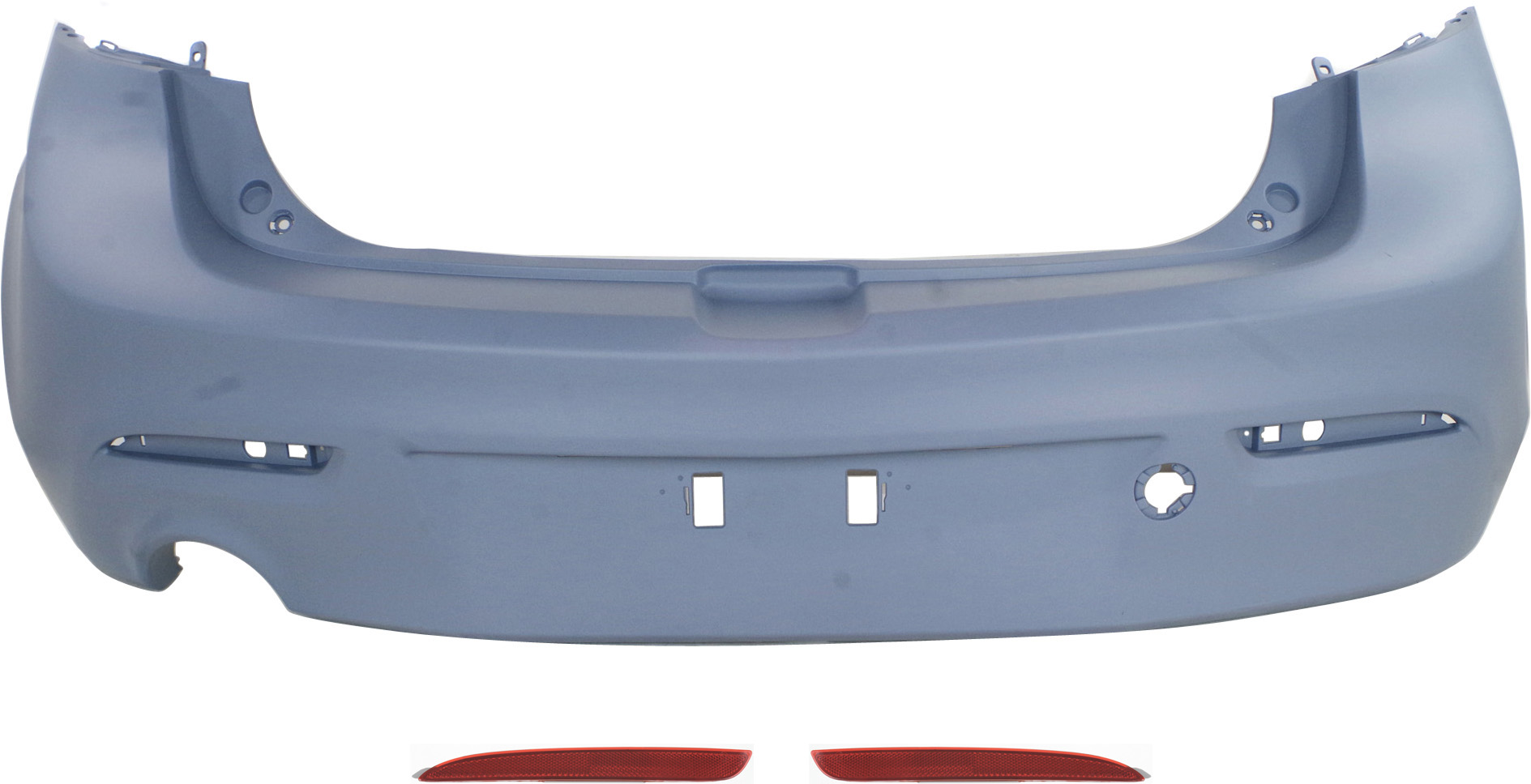 AM MAZDA 3-11-13 REAR BUMPER COVER Primed 3 pc Kit with Bumper Reflectors Hatchback SKU KIT 072617-04 Partslink MA1100199 MA2830100 MA2831100 OEM BCD250221FBB BBM4515M0C BBM451