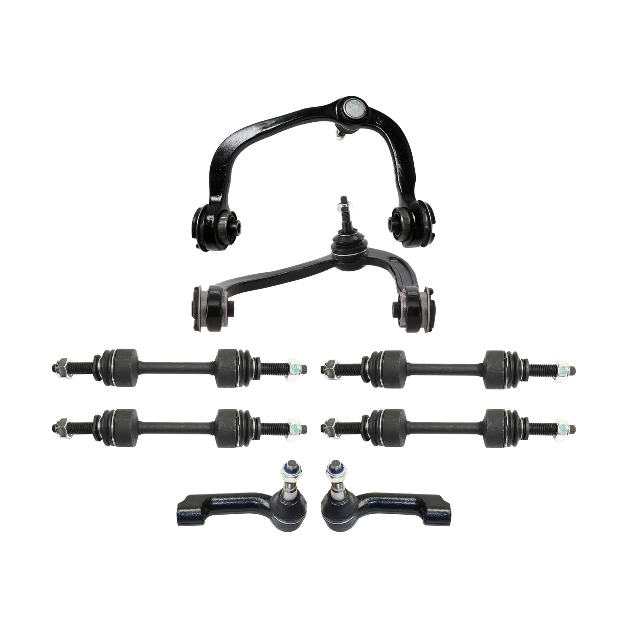 AM F 150-09-14 FRONT SUSPENSION KIT 8 pc kit with Control Arm Sway Bar Link and Tie Rod End SKU KIT 072624-47 OEM 4L3Z3085AB 6L3Z3085AL 7L1Z3085