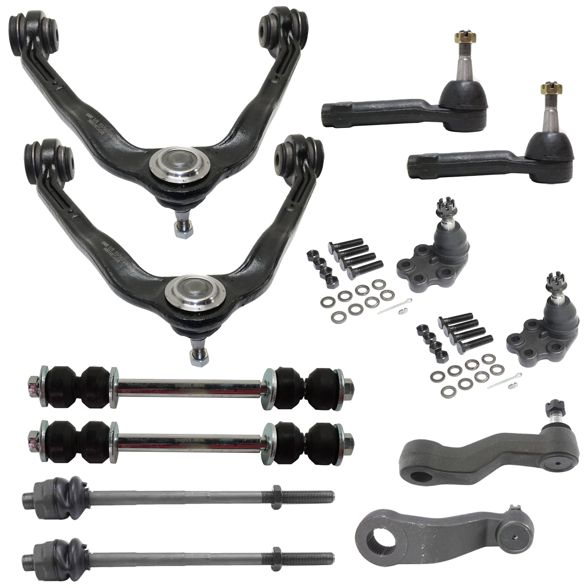 AM SILVERADO 1500 SIERRA 1500-99-06 FRONT SUSPENSION KIT 12 pc Kit with Control Arm Pitman Arm Ball Joint Idler Arm Tie Rod End and Sway Bar Link SKU KIT 072624-49 OEM 104266-2601527-5051271-1501