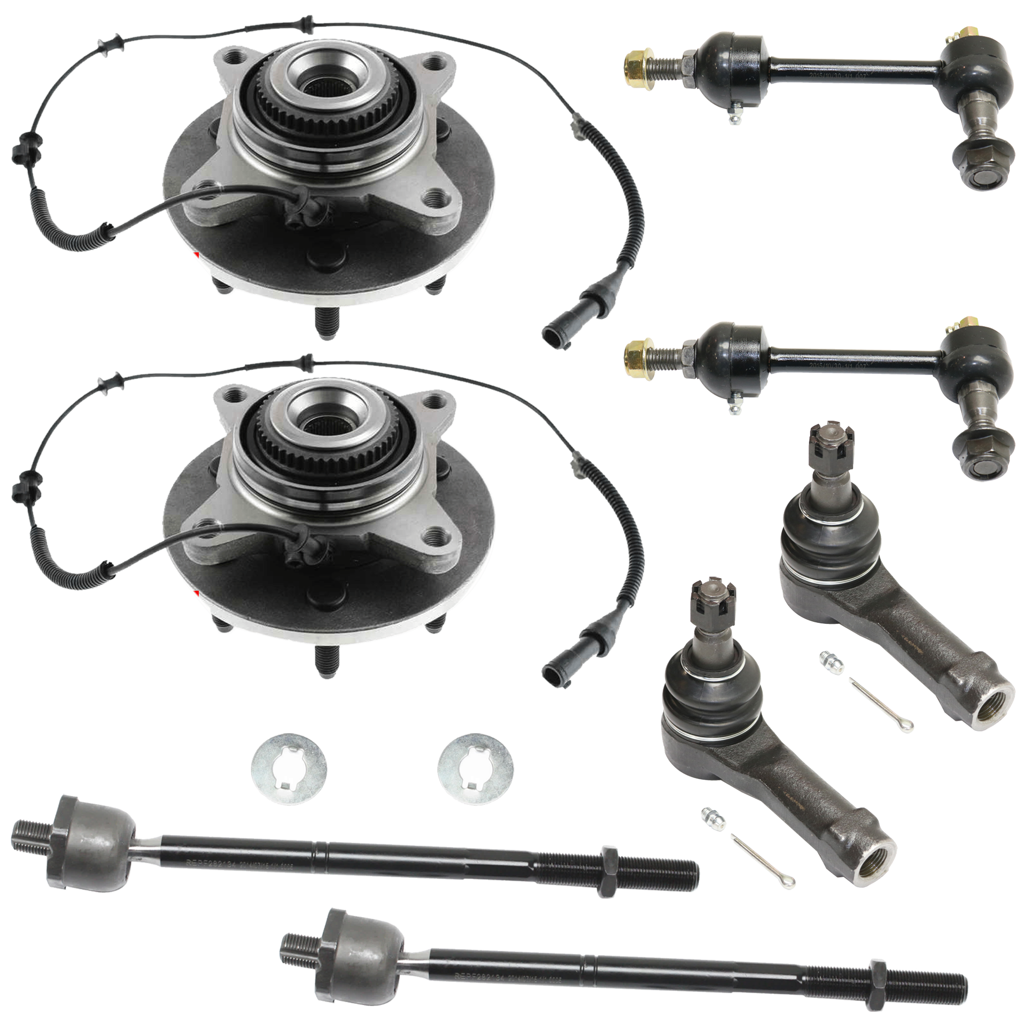 AM F 150 PICKUP 04-05 FRONT SUSPENSION KIT 8 pc Kit with Sway Bar Link Tie Rod End and Wheel Hub SKU KIT 072624-53 OEM 1818373-2651584-5451375-45G037