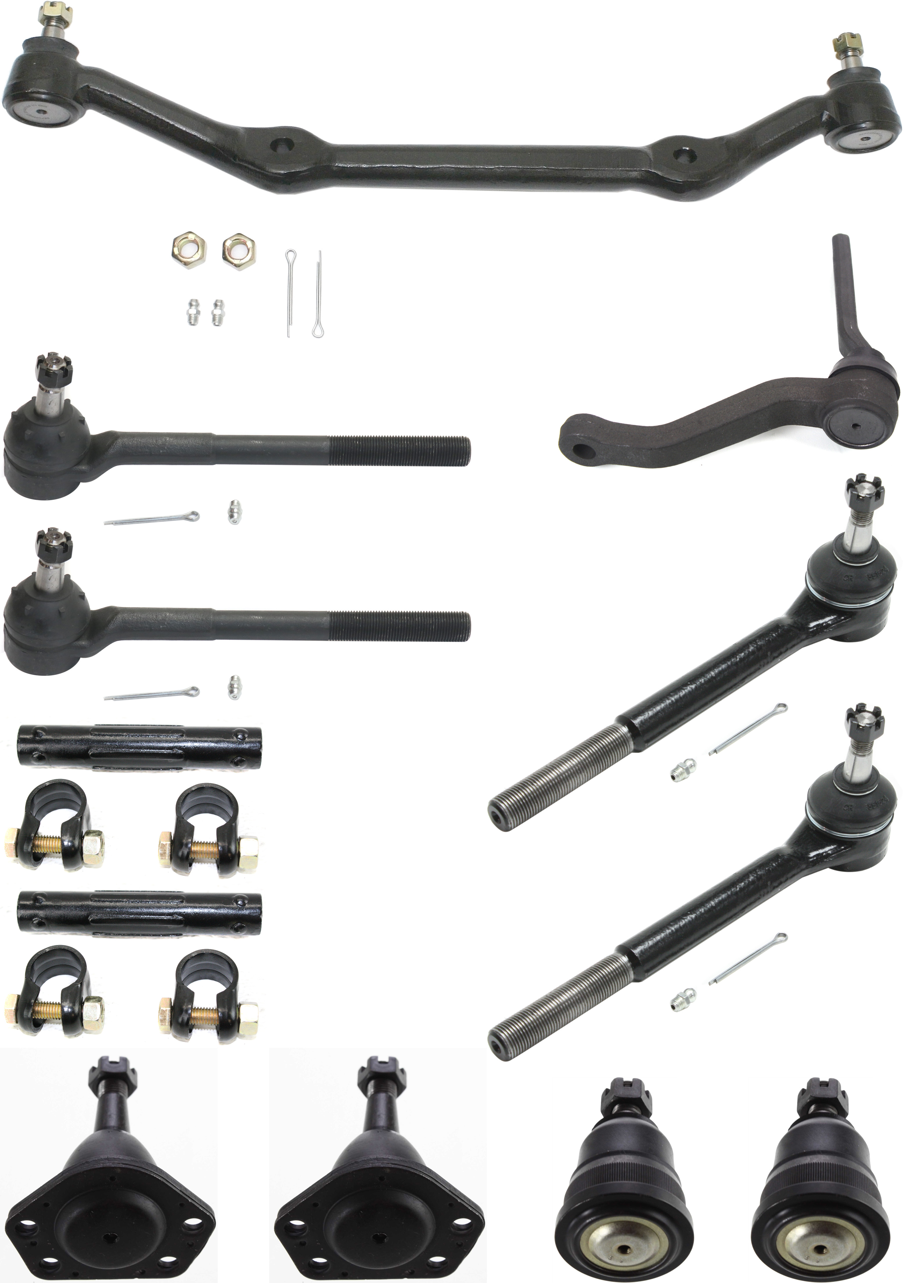 AM S10-82-95 FRONT SUSPENSION KIT RH AND LH 12 pc kit with Ball Joints Center Link Idler Arm Tie Rod Adjusting Sleeves and Tie Rod Ends SKU KIT 072716-02 OEM 10277-282009-282032-305153