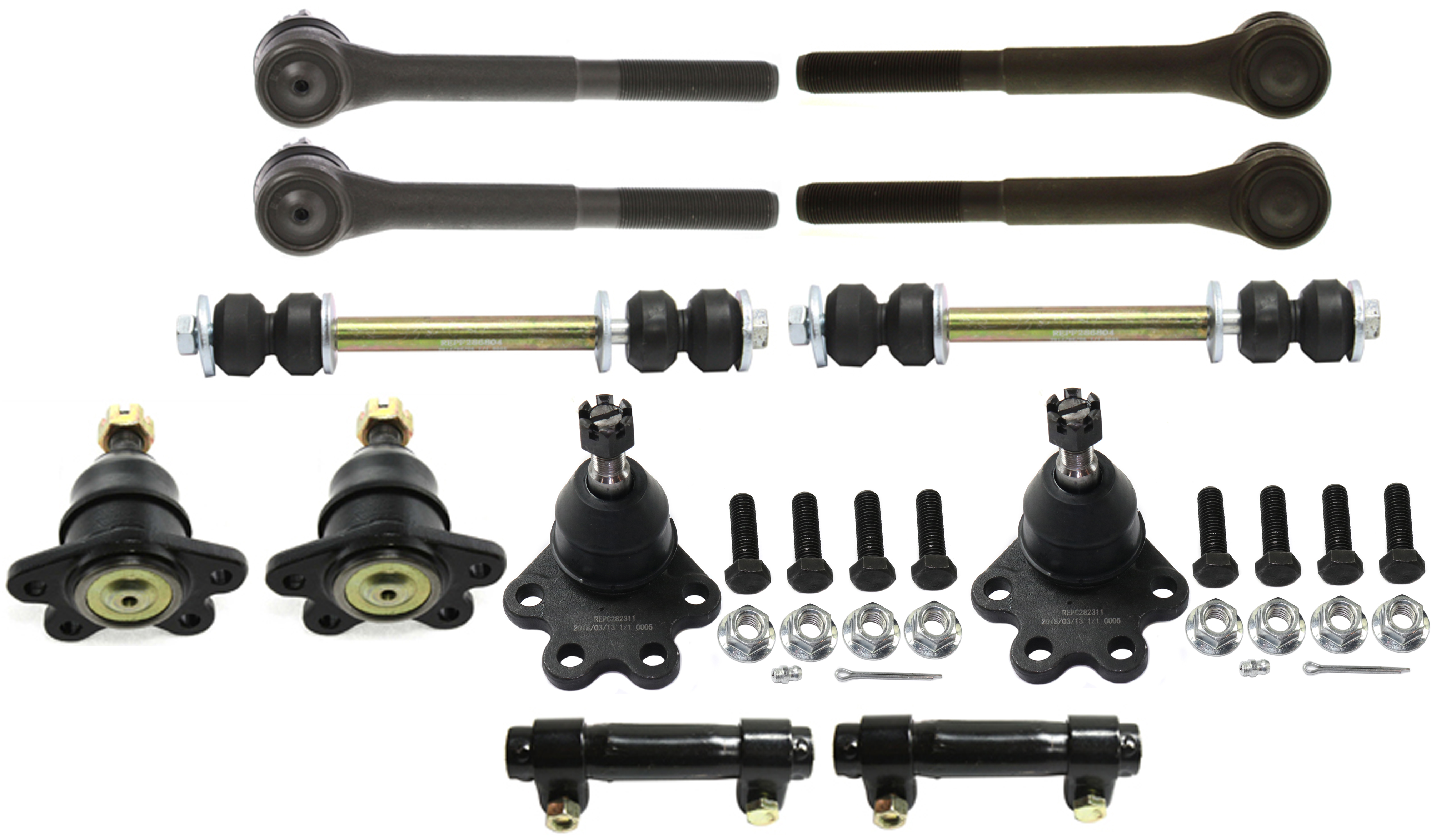 AM C K FULL SIZE PICKUP 88-99 FRONT SUSPENSION KIT 12 pc Kit with Ball Joints Sway Bar Links Tie Rod Adjusting Sleeves and Tie Rod Ends SKU KIT 072717-12 OEM 104106-286007-305171-2601315-5
