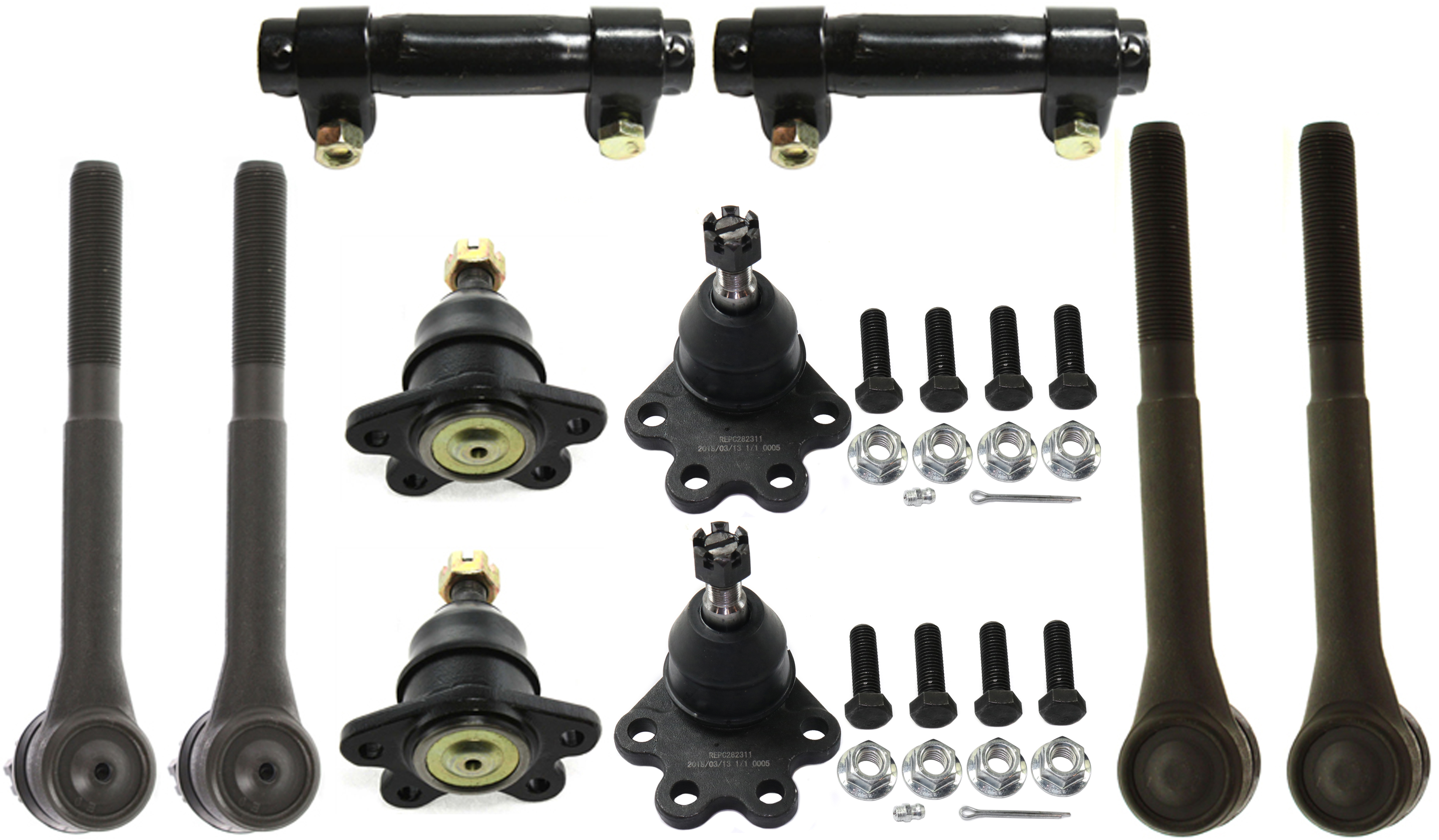 AM K1500-88-95 K1500 SUBURBAN 92-99 FRONT SUSPENSION KIT 10 pc Kit with Ball Joints Tie Rod Adjusting Sleeves and Tie Rod Ends SKU KIT 072717-13 OEM 104106-286007-305171-2601315-5