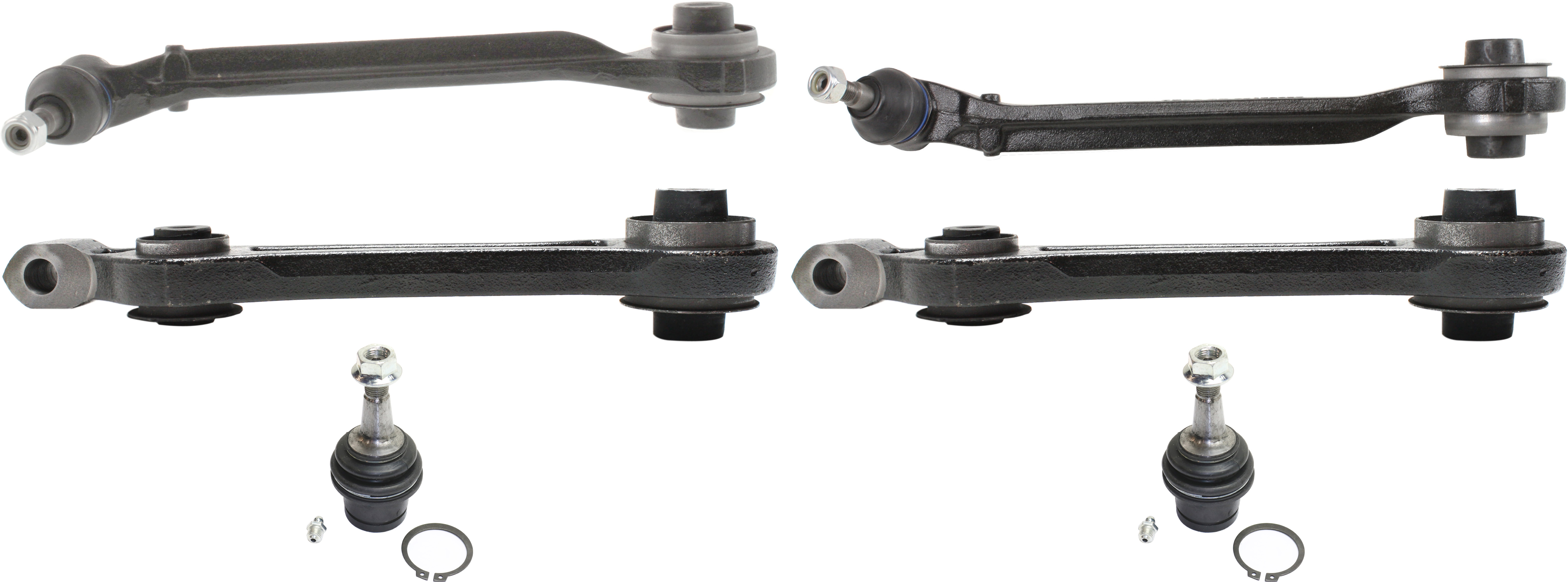 AM CHRYSLER 300-05-10 FRONT CONTROL ARM KIT RH AND LH Lower Forward and Rearward Lower Frontward w ball joint s Lower Rearward w o ball joint s 6 pc Kit with Ball Joint SKU KIT 072717-45 OEM 41232-104382-2643091-2643103-6