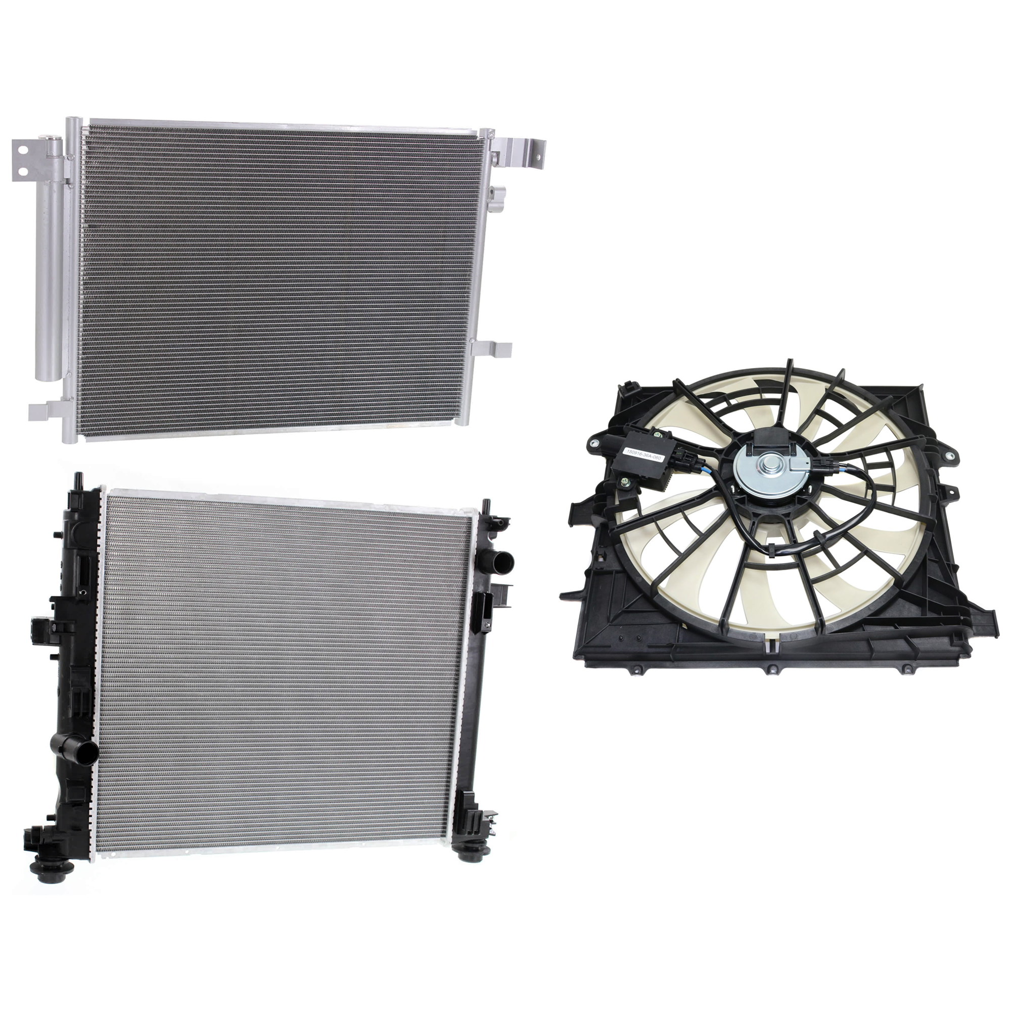 AM ATS 13-15 A C CONDENSER RADIATOR COOLING FAN KIT 2.0L Eng. 4 Cyl. 3 pc kit with Cooling Fan Assembly and Radiator SKU KIT 072724-136 Partslink GM3030300 GM3115283 GM3010558 OEM 22966150-84001484-22966122