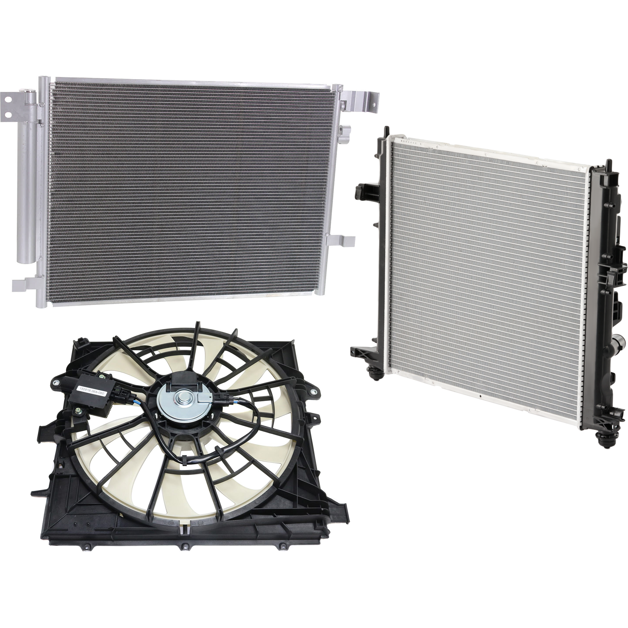 AM ATS 13-15 A C CONDENSER RADIATOR COOLING FAN KIT 3 pc kit 2.0L 2.5L 3.6L Eng. 4 and 6 Cyl. SKU KIT 072724-137 Partslink GM3030300 GM3115283 GM3010557 OEM 22966150-84001484-22966124