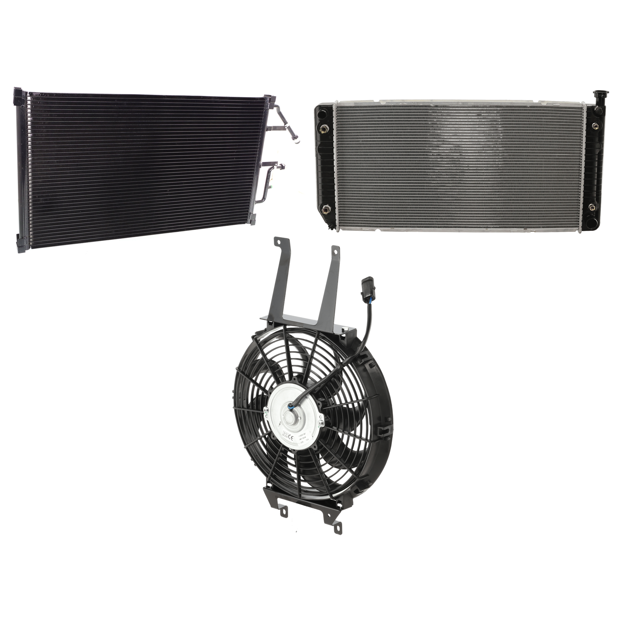 AM C K FULL SIZE P U 94-00 A C CONDENSER RADIATOR COOLING FAN KIT 3 pc kit 5.0L 5.7L Eng. 8 Cyl. SKU KIT 072724-149 Partslink GM3030158 GM3113114 GM3010240 OEM 52458719-15717423-52481442