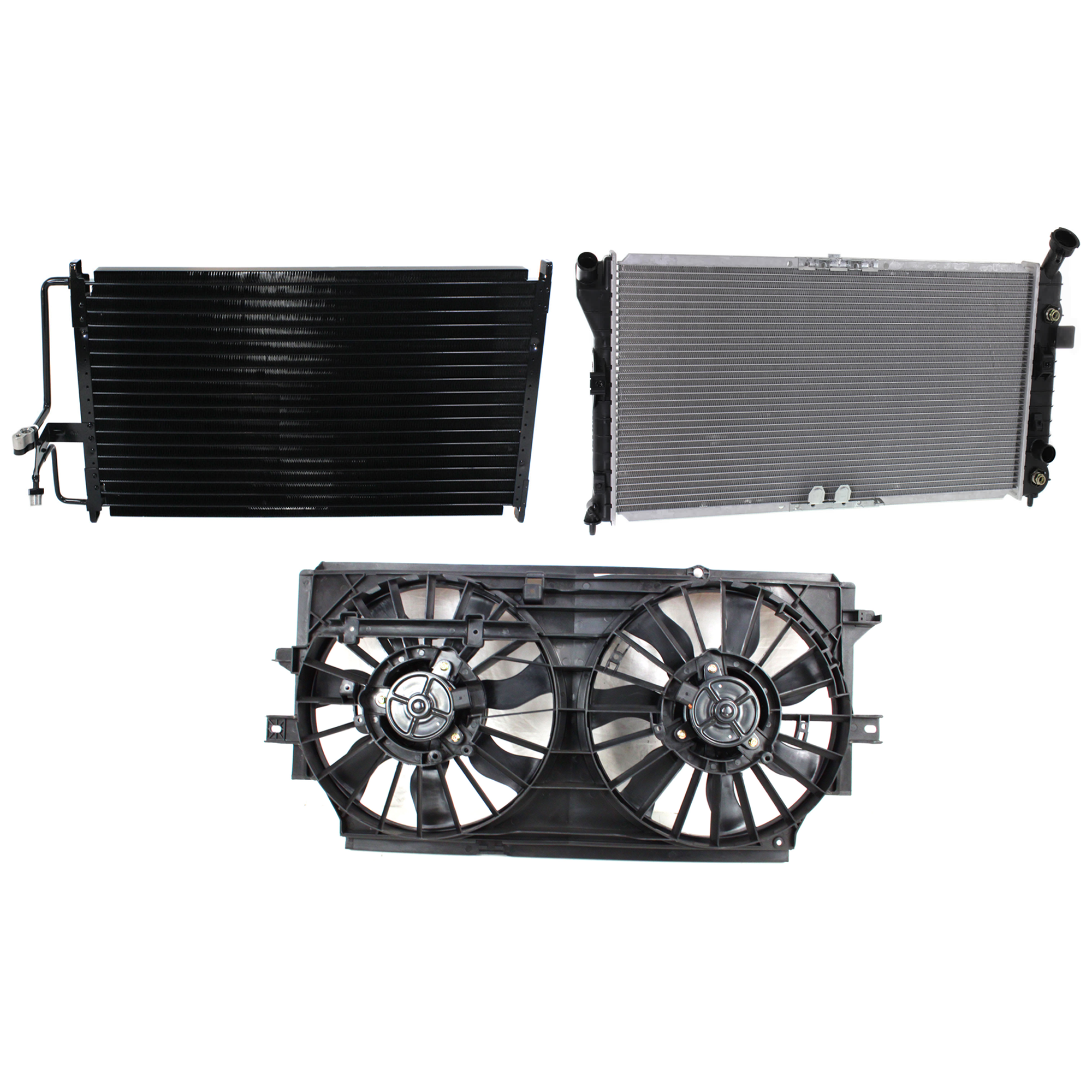 AM REGAL 02-04 A C CONDENSER RADIATOR COOLING FAN KIT 3 pc kit 3.8L Eng. 6 Cyl. SKU KIT 072724-162 Partslink GM3030101 GM3115129 GM3010107 OEM 52411111-12494783-89018543