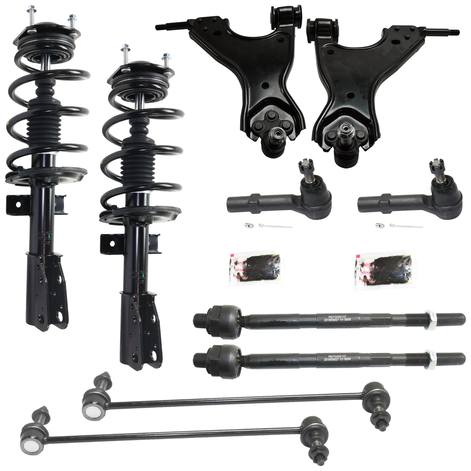 AM ACADIA 07-16 ENCLAVE 08-17 FRONT SUSPENSION KIT 10 pc kit w Control Arm Sway Bar Link and Tie Rod End SKU KIT 072724-18 OEM 207-744-192-579-801-000-000-000-000
