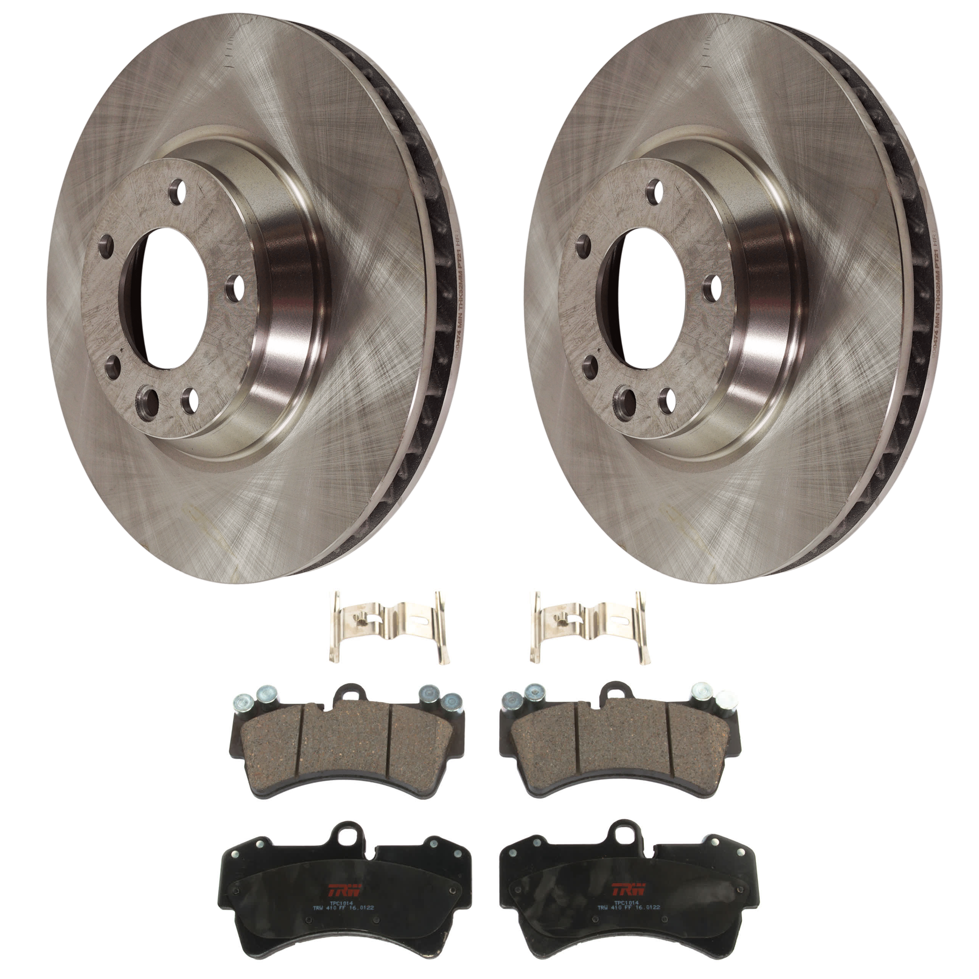 AM Q7-07-15 CAYENNE 03-10 TOUAREG 04-08 FRONT BRAKE DISC AND PAD KIT 2 Wheel Set 5 Lugs Semi Metallic with Brake Disc and Brake Pad Set SKU KIT 072724-20 OEM 7L6615302E 95535140250-7L86153