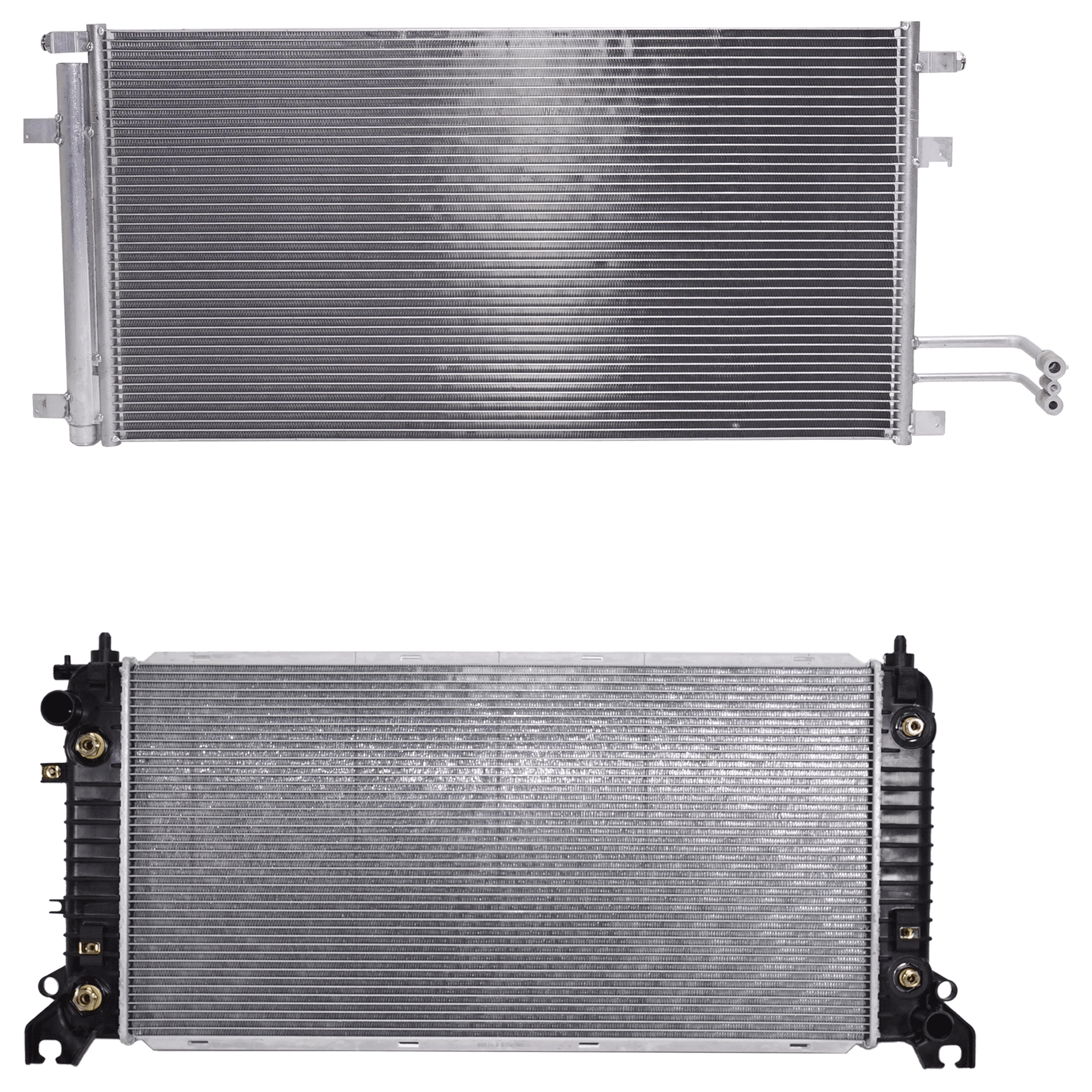 AM ESCALADE YUKON 15-19 A C CONDENSER RADIATOR KIT 2 pc kit 5.3L 6.2L Eng. 8 Cyl. SKU KIT 072724-216 Partslink GM3030306 GM3010582 OEM 84537373-84164905