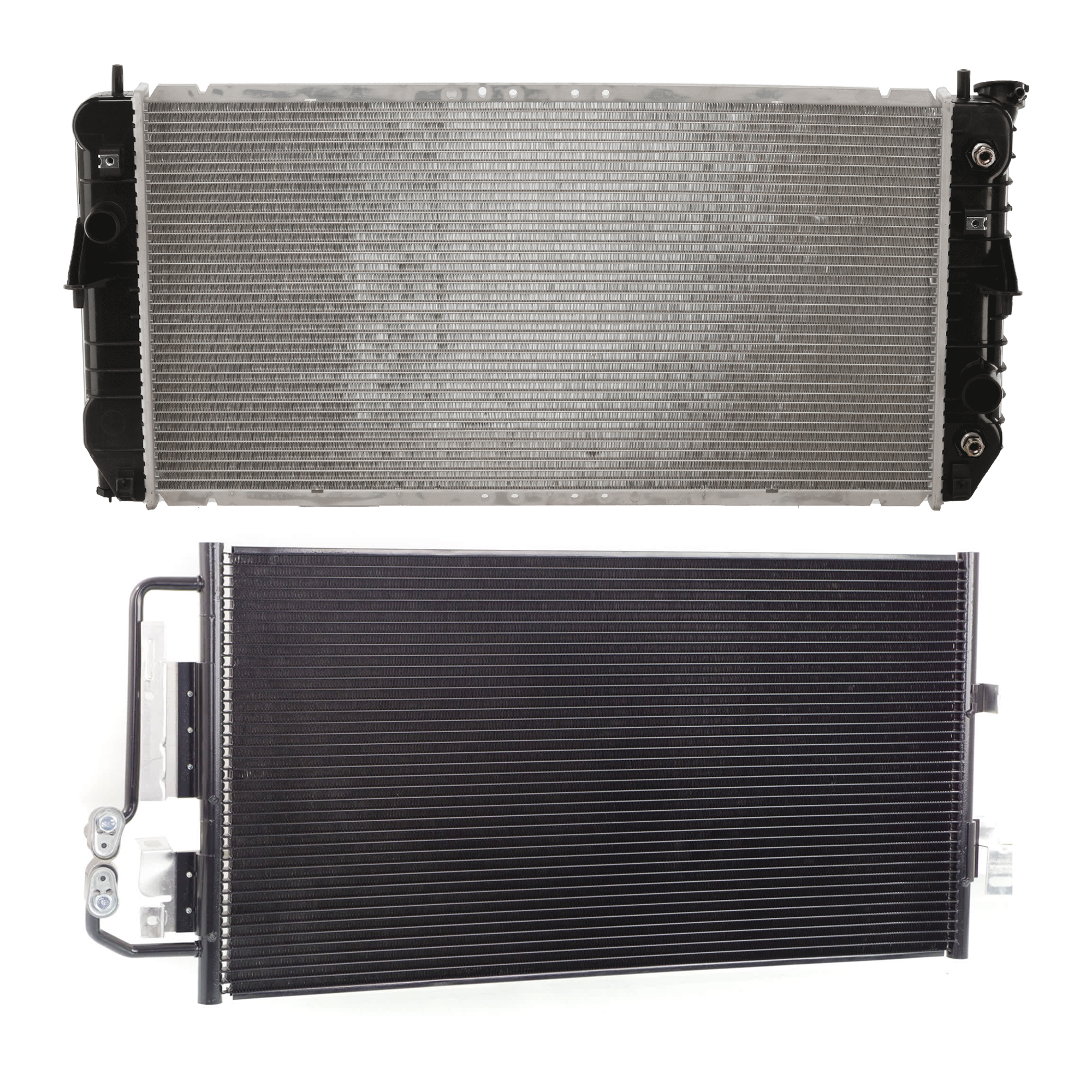 AM BONNEVILLE LESABRE 00-05 A C CONDENSER RADIATOR KIT 2 pc kit 3.8L Eng. 6 Cyl. SKU KIT 072724-225 Partslink GM3030108 GM3010113 OEM 52482155-25731392