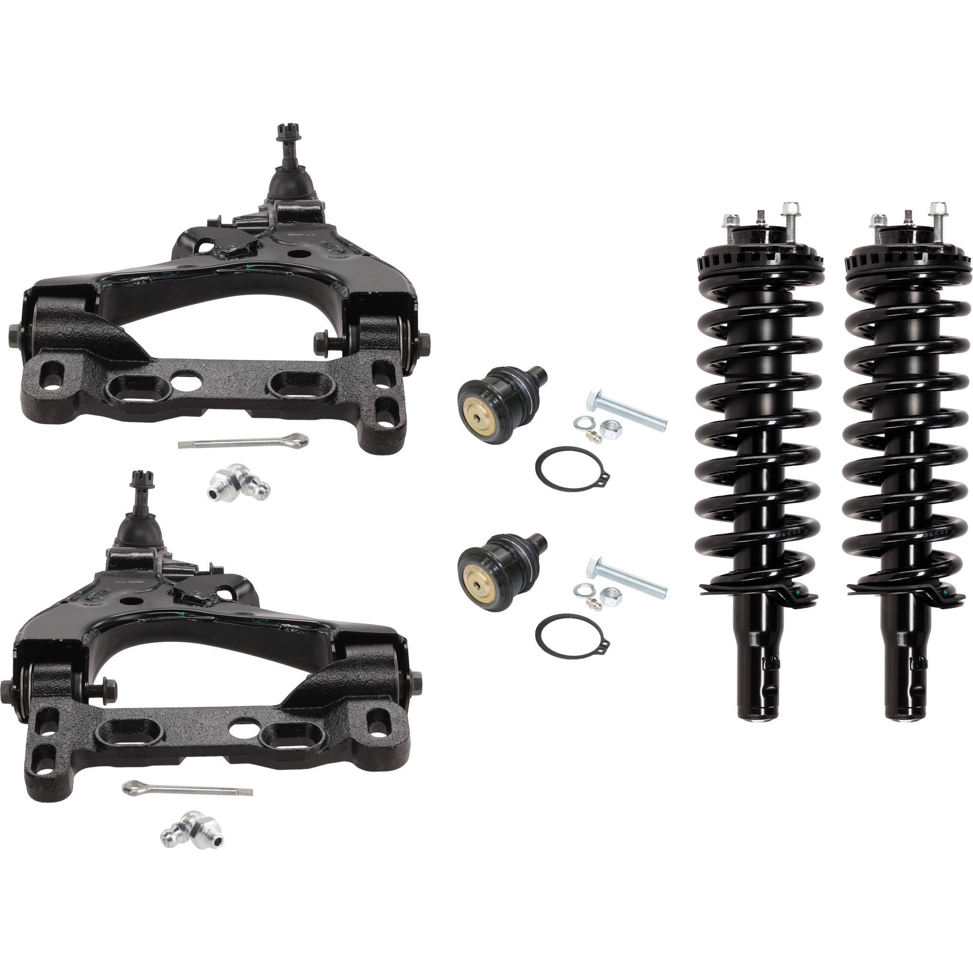 AM ASCENDER 04-08 RAINIER 04-07 FRONT SUSPENSION KIT RH AND LH 6 pc Kit with Control Arm Shock Absorber and Strut Assembly and Ball Joint SKU KIT 072724-44 OEM 104332-1017701-2601559-5001112