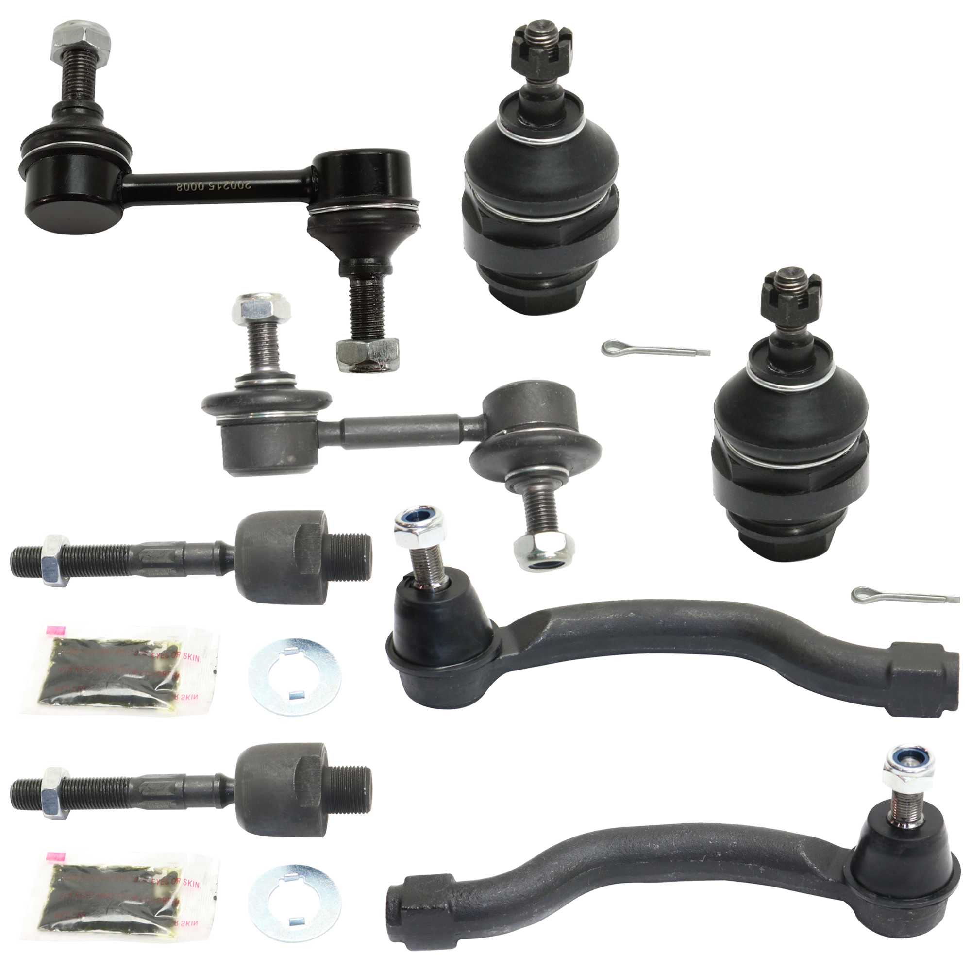 AM ACCORD 08-12 FRONT SUSPENSION KIT RH AND LH 10 pc kit with Ball Joint Sway Bar Link and Tie Rod End SKU KIT 072724-65 Partslink HO4520101 HO4521101 HO4520102 OEM 41532-2642936-2643039-2643047